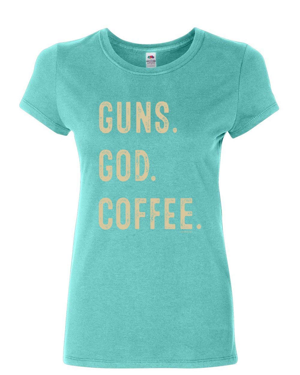 2A Second Amendment Gun Rights Women's T-Shirt - Guns God Coffee Design - Pro 2nd Amendment Apparel for Shooting Range & Political Rallies