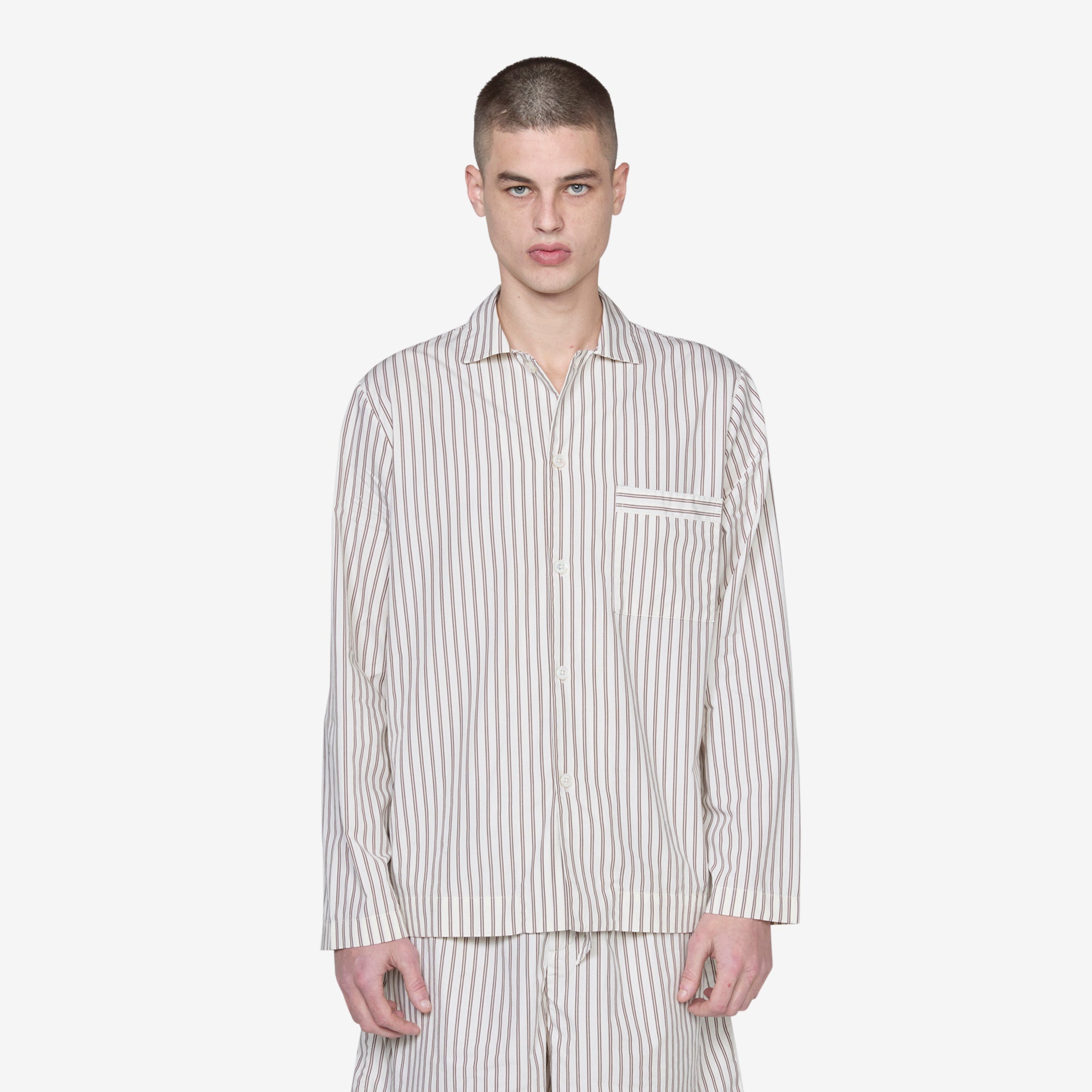 Premium Cotton Poplin Pajama Shirt - Hopper Stripes Design for Men & Women | Comfortable Sleepwear for Home, Travel & Lounge