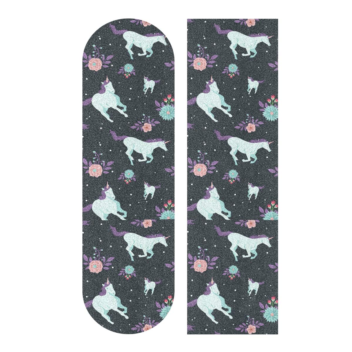Premium 33 x 9 Inch Skateboard Grip Tape - Non-Slip Unicorn Design Sandpaper Griptape for Longboards & Rollerboards | Bubble-Free Application | Perfect for Street Skating, Tricks & Board Customization