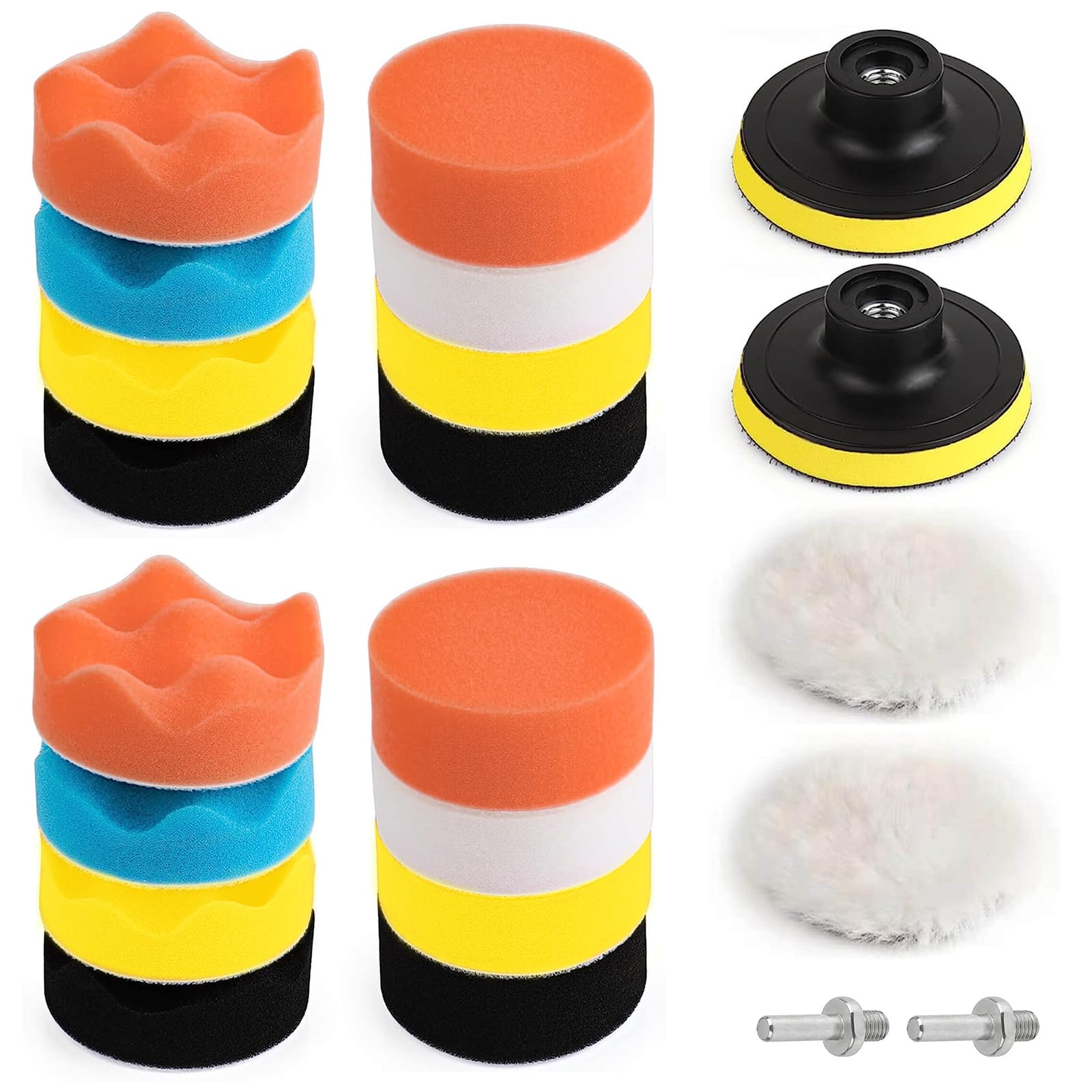 22 Pcs 3 Inch Car Polishing Pads Kit - Sponge Buffing Pads for Drill & Car Buffer - Perfect for Car Detailing, Waxing & Sealing Glaze - Ideal for DIY Auto Detailing, Professional Car Care & Vehicle Restoration