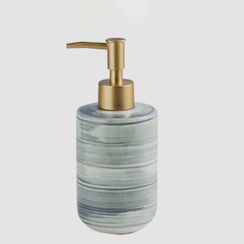 Eco-Friendly Ceramic Soap Dispenser - 350ml Rustproof Pump Bottle for Hand Soap, Lotion & Liquid - Gray Bathroom Accessory for Home, Kitchen & Office Use