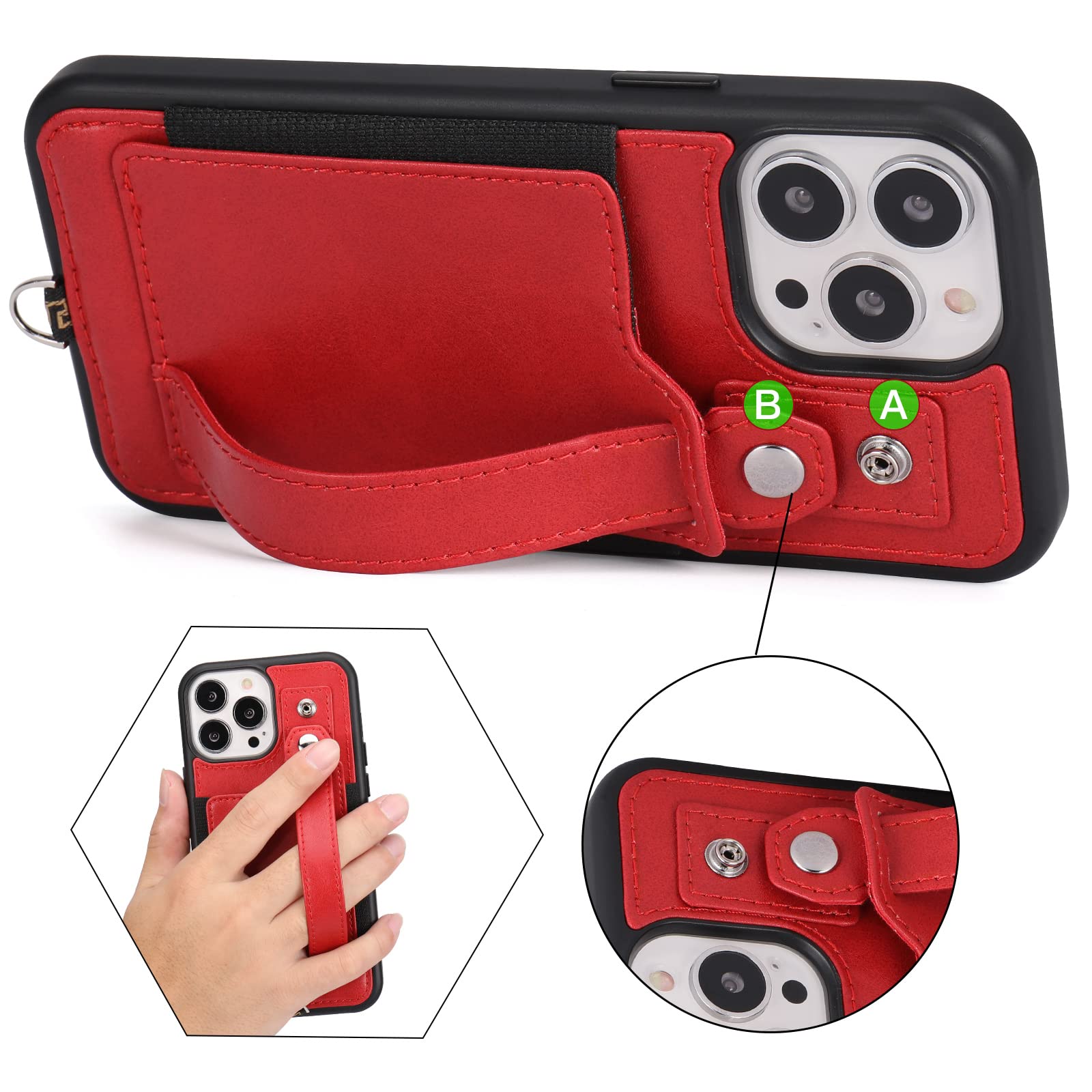 TOOVREN iPhone 13 Pro Max Case 6.7 Inch (2021) - Slim PU Leather Wallet Case with Card Holder & Kickstand | Compatible with iPhone 13 Pro Max | Perfect for Work, Travel and Everyday Use (Red)
