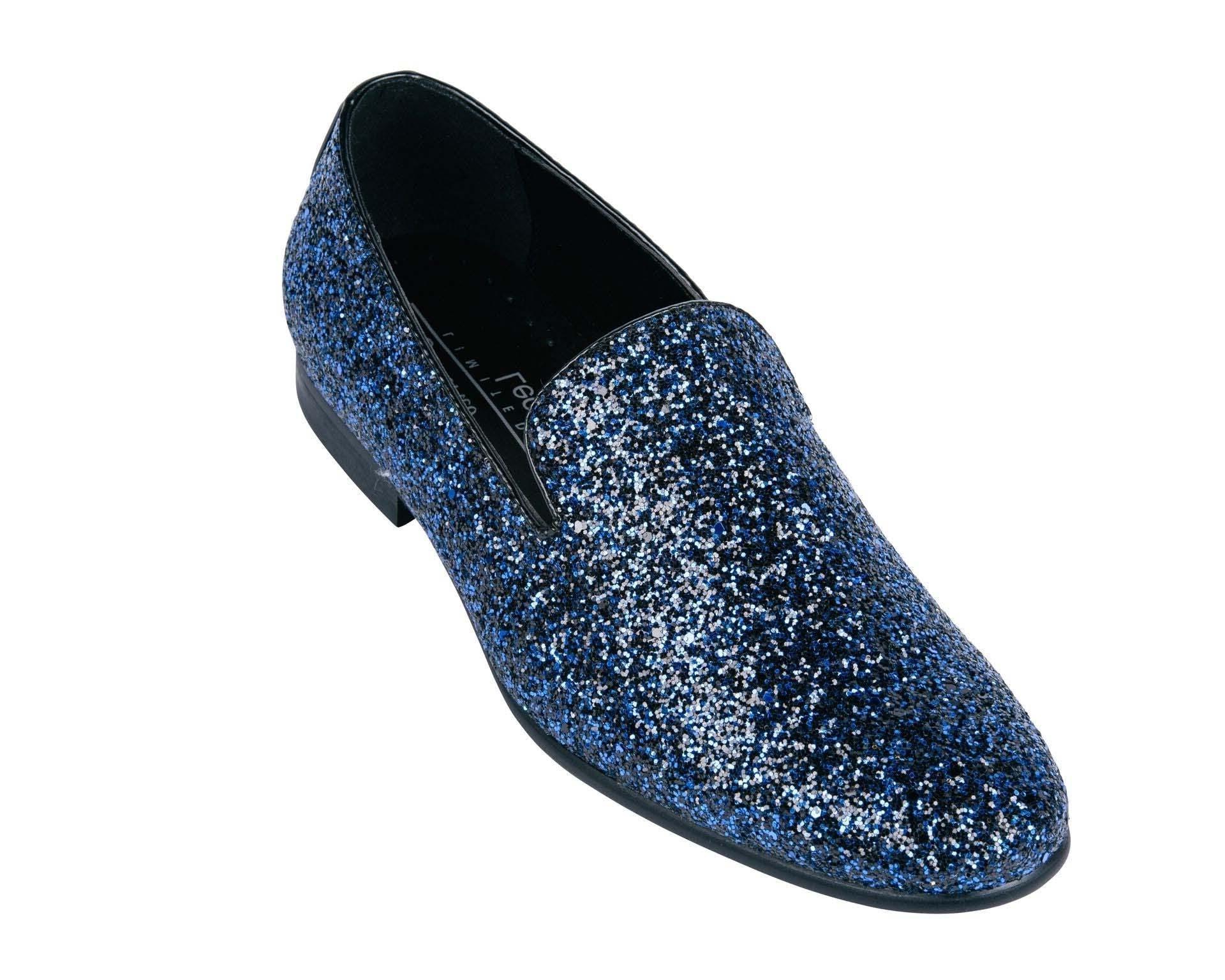 Blue Sparkle Slip On Men's Shoes - Comfortable Casual Sneakers for Walking, Work & Everyday Wear