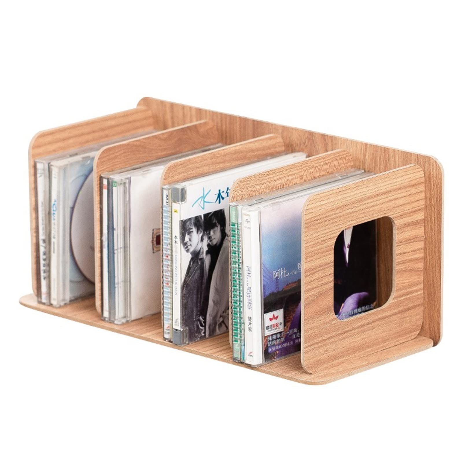 Liushop Wooden CD Rack - 12-Slot DVD & Movie Storage Display Organizer for Home, Office, Studio - Compact CD Storage Cabinet Box for Records & Disc Collections