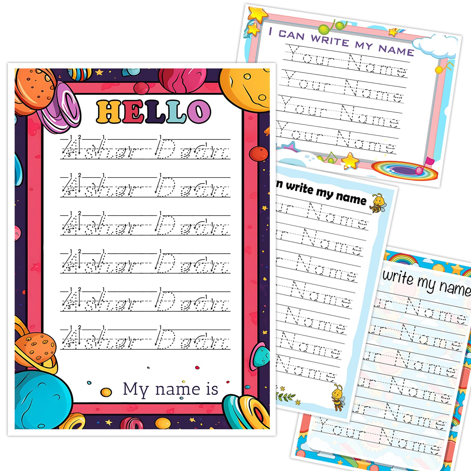 Personalized Name Tracing A4 Paper - Custom Handwriting Practice Sheets for Kids - Preschool Writing Worksheet for Early Learning - Perfect for Homeschool & Classroom Activities