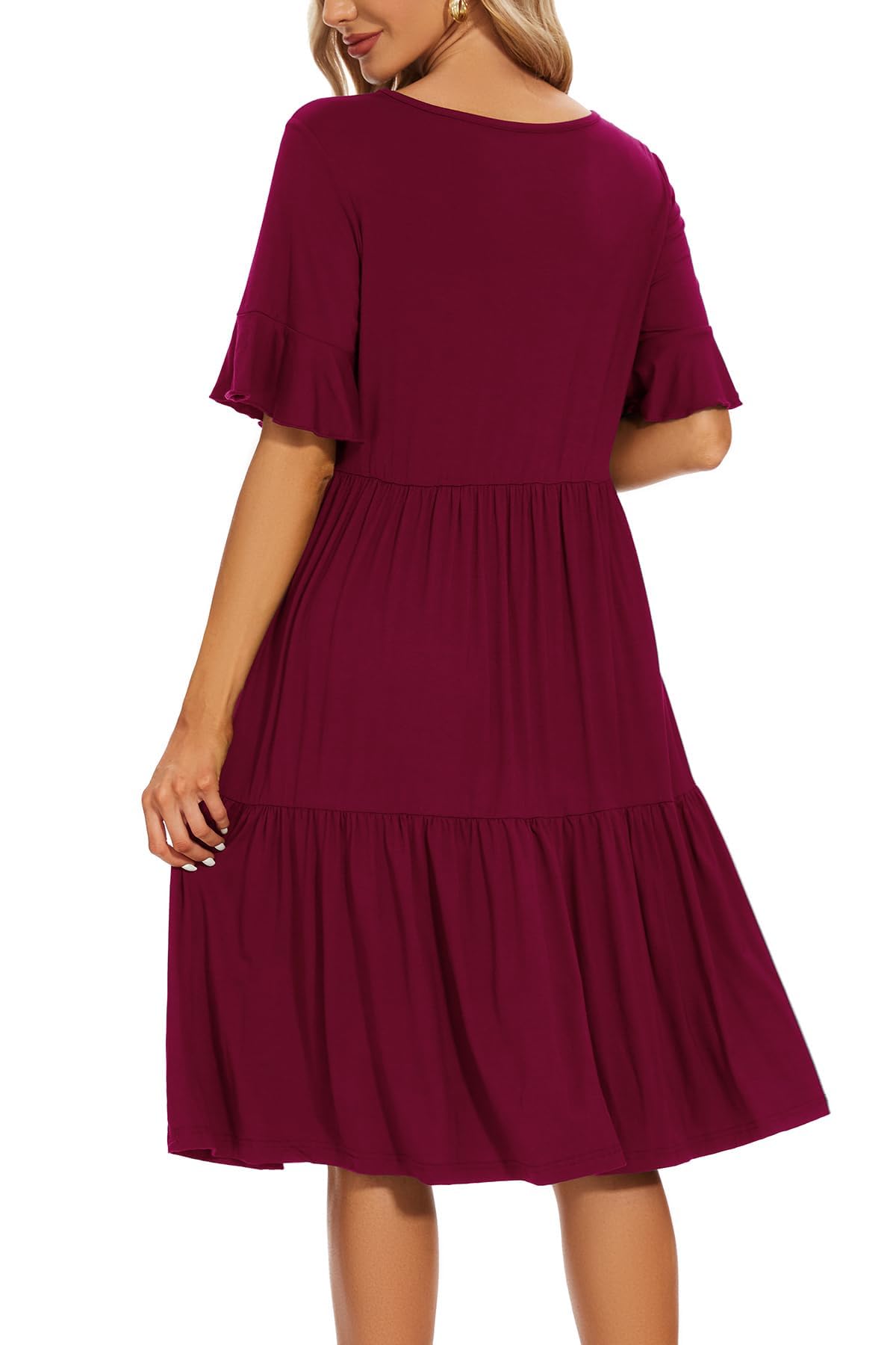 Smallshow Women's Maternity Nursing Dress - Ruffle Short Sleeve Breastfeeding Clothes for Pregnancy & Nursing - Perfect for Casual Wear, Outings & Nursing in Comfort