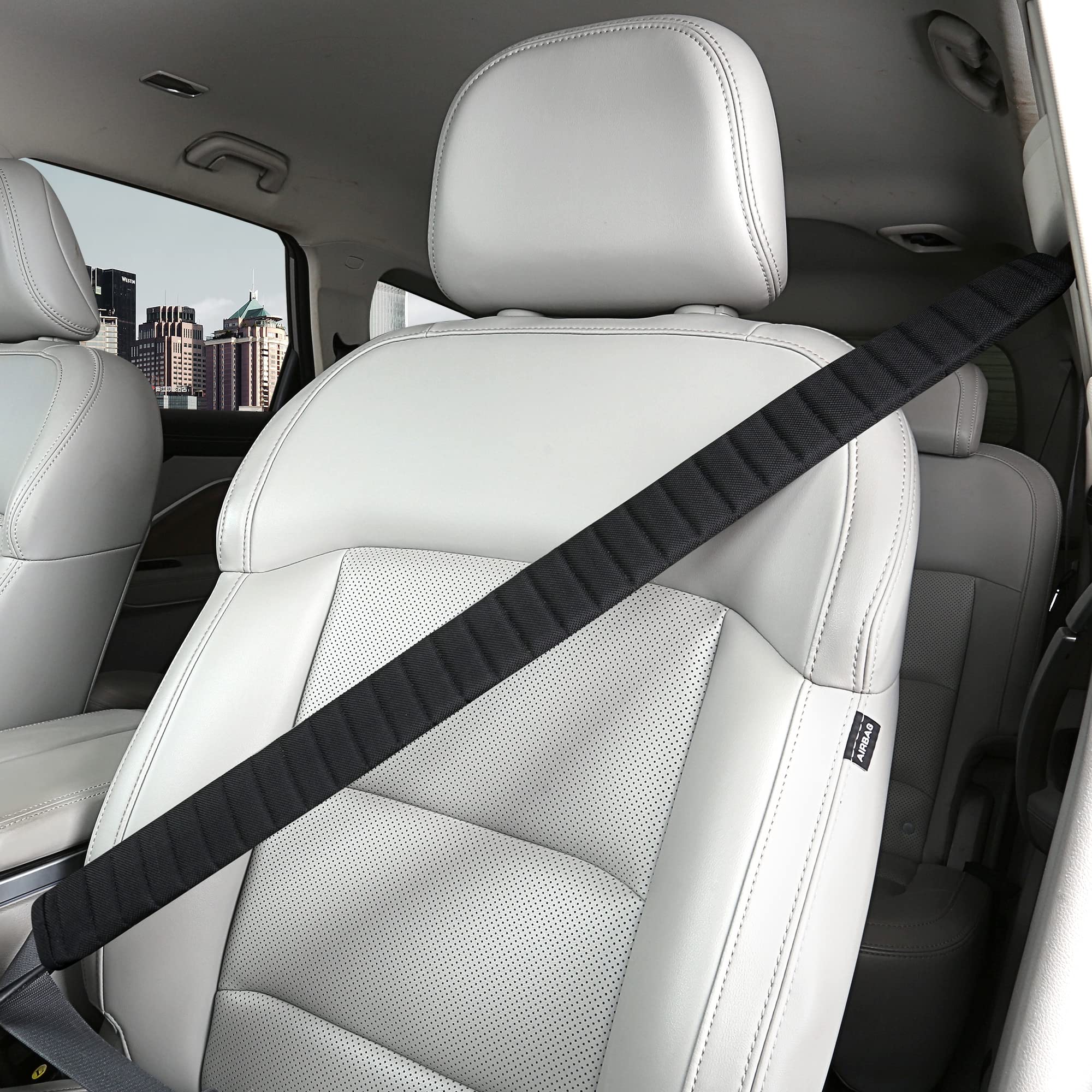Comfortable Car Seatbelt Covers for Adults & Kids - Extra Long 29.5in Shoulder Pad Protector Sleeve - Universal Fit for Honda, Trucks & All Vehicles - Black Auto Accessory (1pc) - Perfect for Long Drives & Road Trips