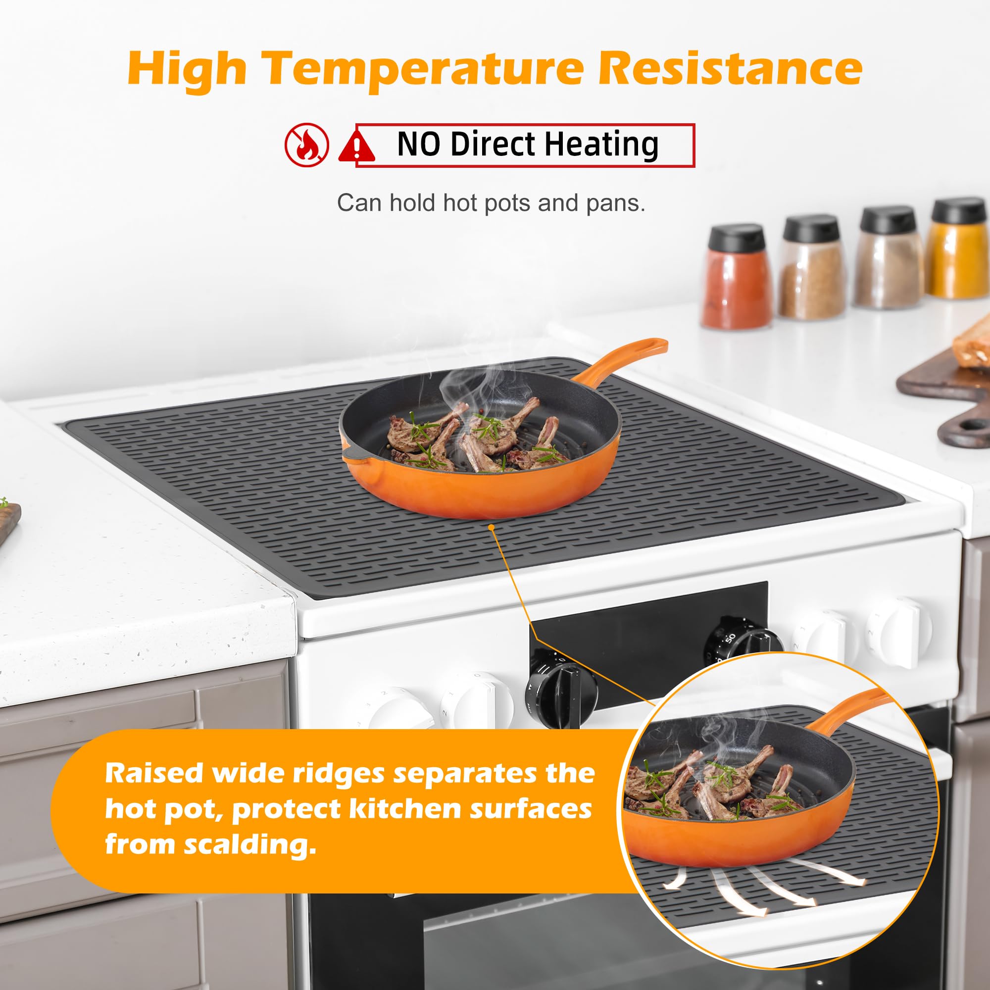 Electric Stove Top Covers - Heat Resistant Ceramic Glass Induction Cooktop Protector for RV, Oven & Kitchen Appliances | Non-Slip XL Dish Drying Mat (Grey) - Perfect for Camping, RV Trips & Small Kitchen Spaces