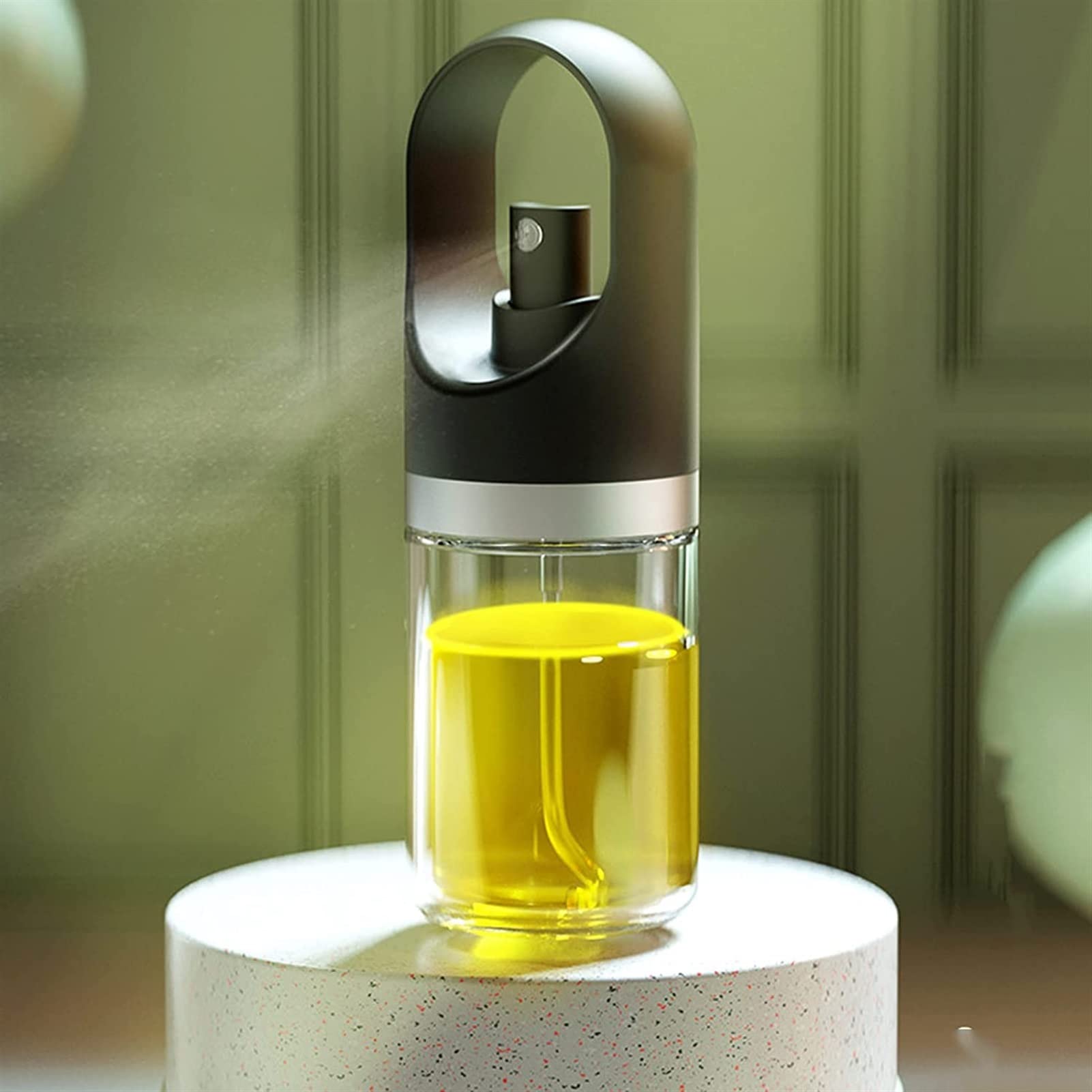 Glass Olive Oil Sprayer Bottle - Hand Press Oil Dispenser for Cooking, BBQ, Salad & Baking | Transparent Vinegar Spray Bottle | Kitchen Gadgets & Tools for Healthy Cooking