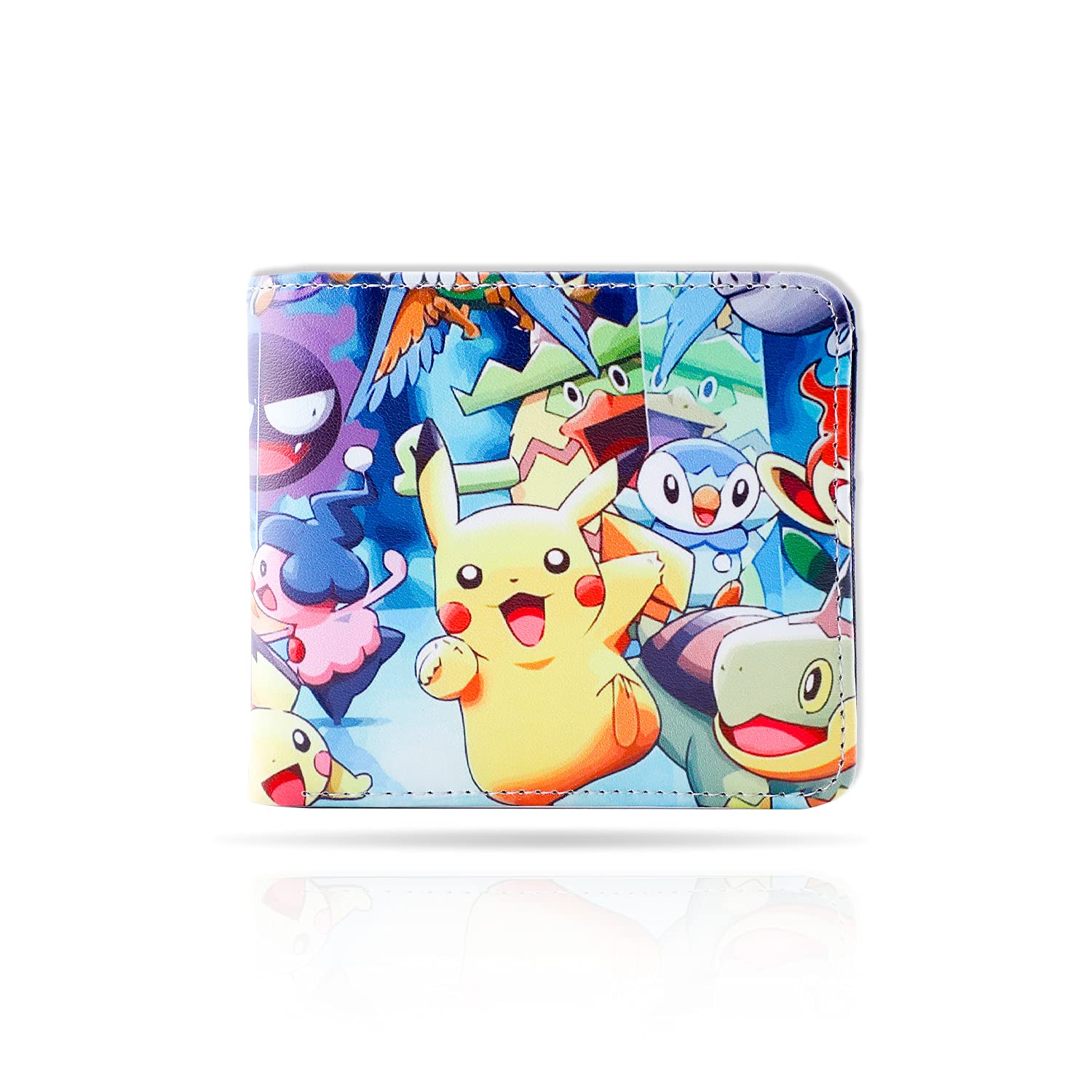 Anime Pikachu Bifold Leather Wallet for Boys Girls - Credit Card Holder & Coin Purse - Cute Cartoon Wallet for Teens Kids (WC 4) - Perfect for School, Travel, and Everyday Use