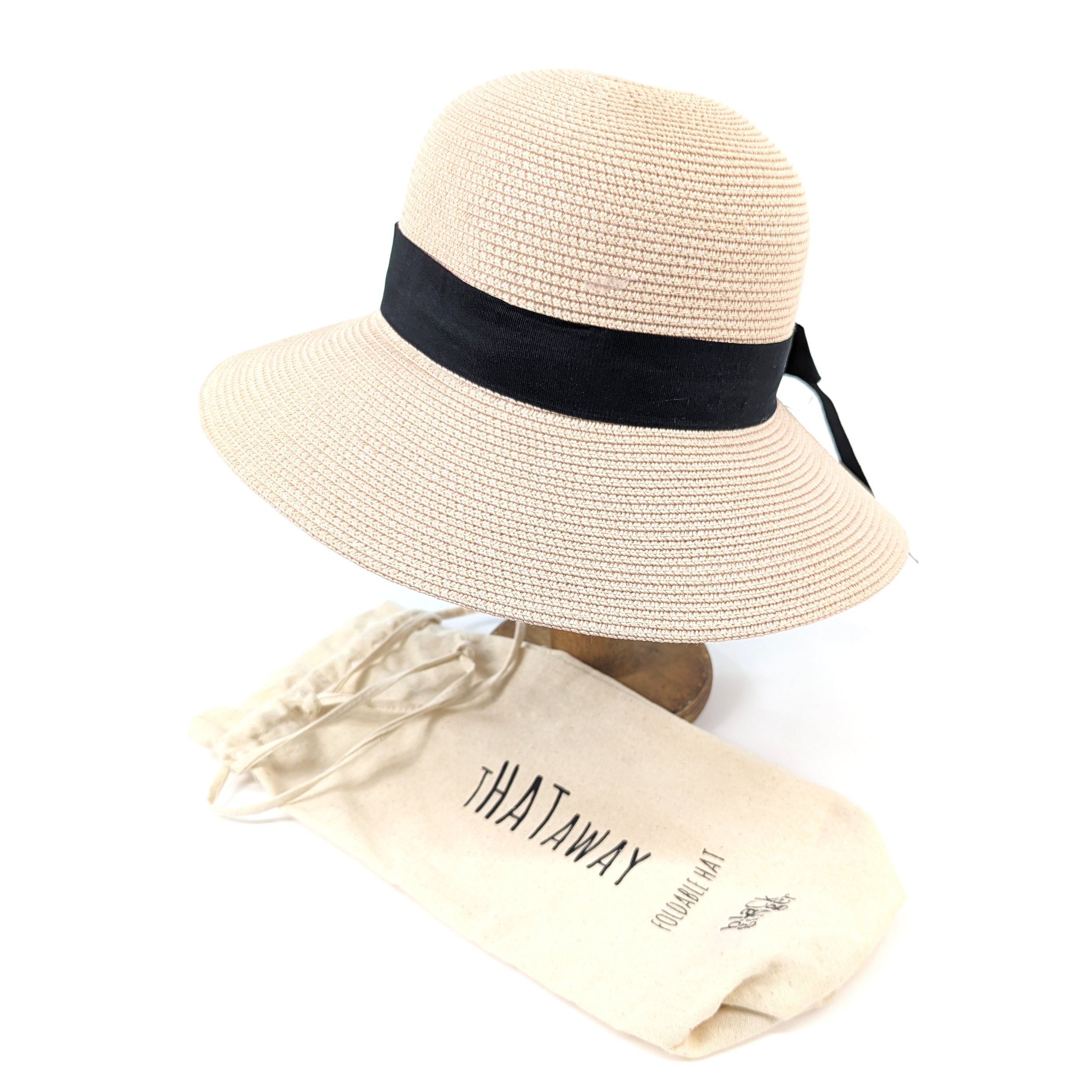Bow Foldable Cloche Hat - Light Pink Women's Vintage Sun Hat for Outdoor, Beach & Wedding Events