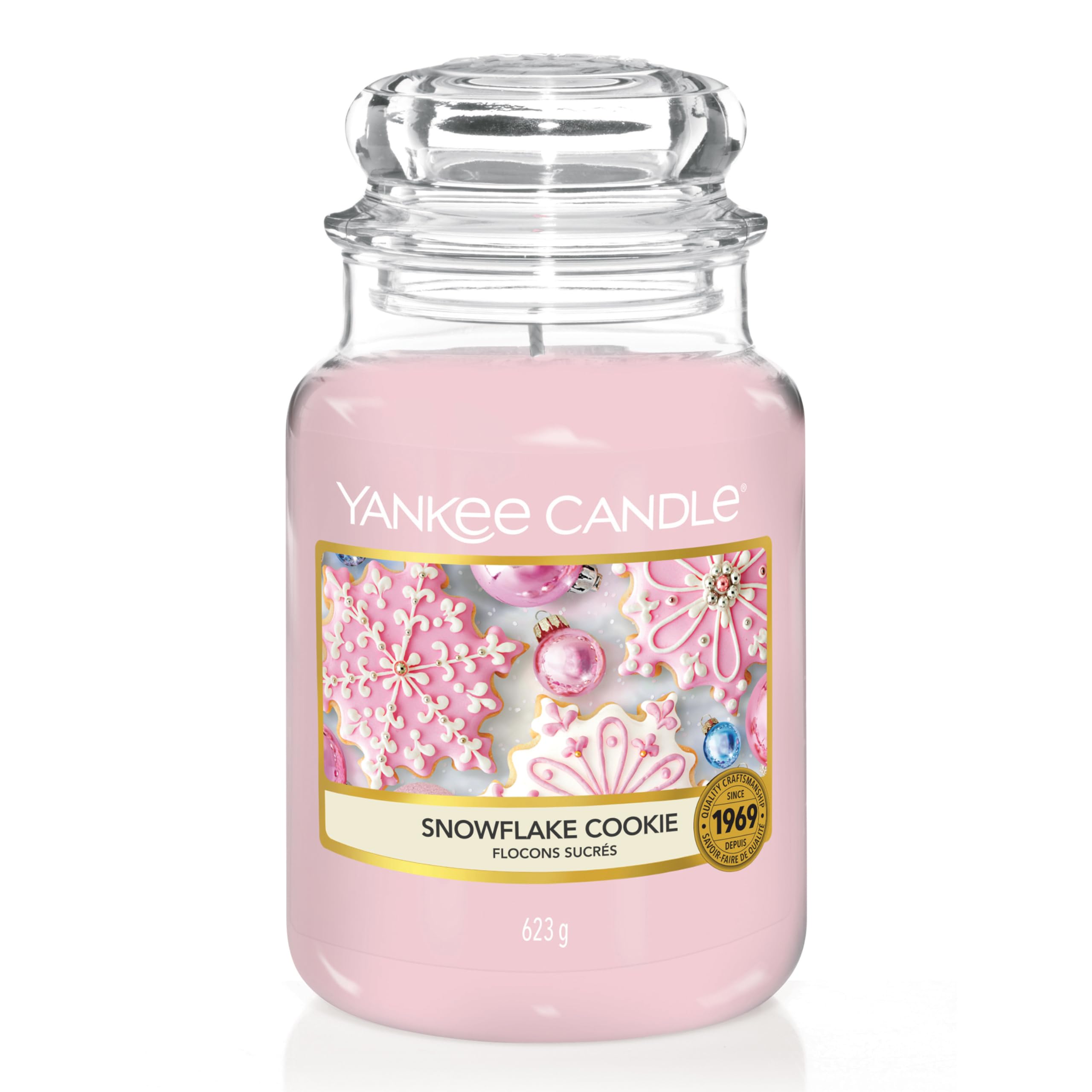 Yankee Candle Scented Candle - Snowflake Cookie Large Jar Candle (150 Hours Burn Time) | Best Christmas Gift for Women, Home Decor & Holiday Aromatherapy