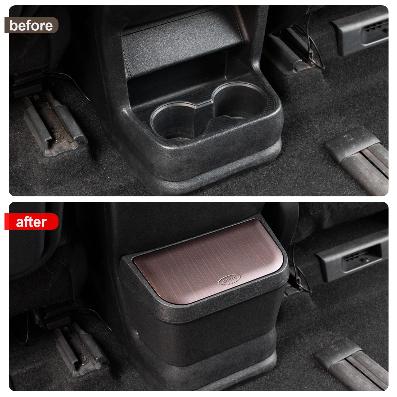 Premium Car Trash Can with Lid - Cup Holder Compatible with Toyota Sienna 2021-2025 Models, Back Seat Organizer for Snacks & Road Trips (Brown) - Ideal for Family Travel, Commuting & Road Trips