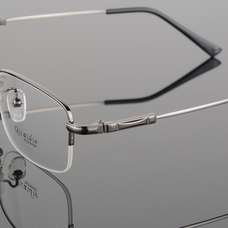 Bclear Men's Semi-Rim Square Alloy Eyeglasses - Lightweight Metal Frame Glasses for Men - Perfect for Office, Reading & Everyday Use (2008 Collection)