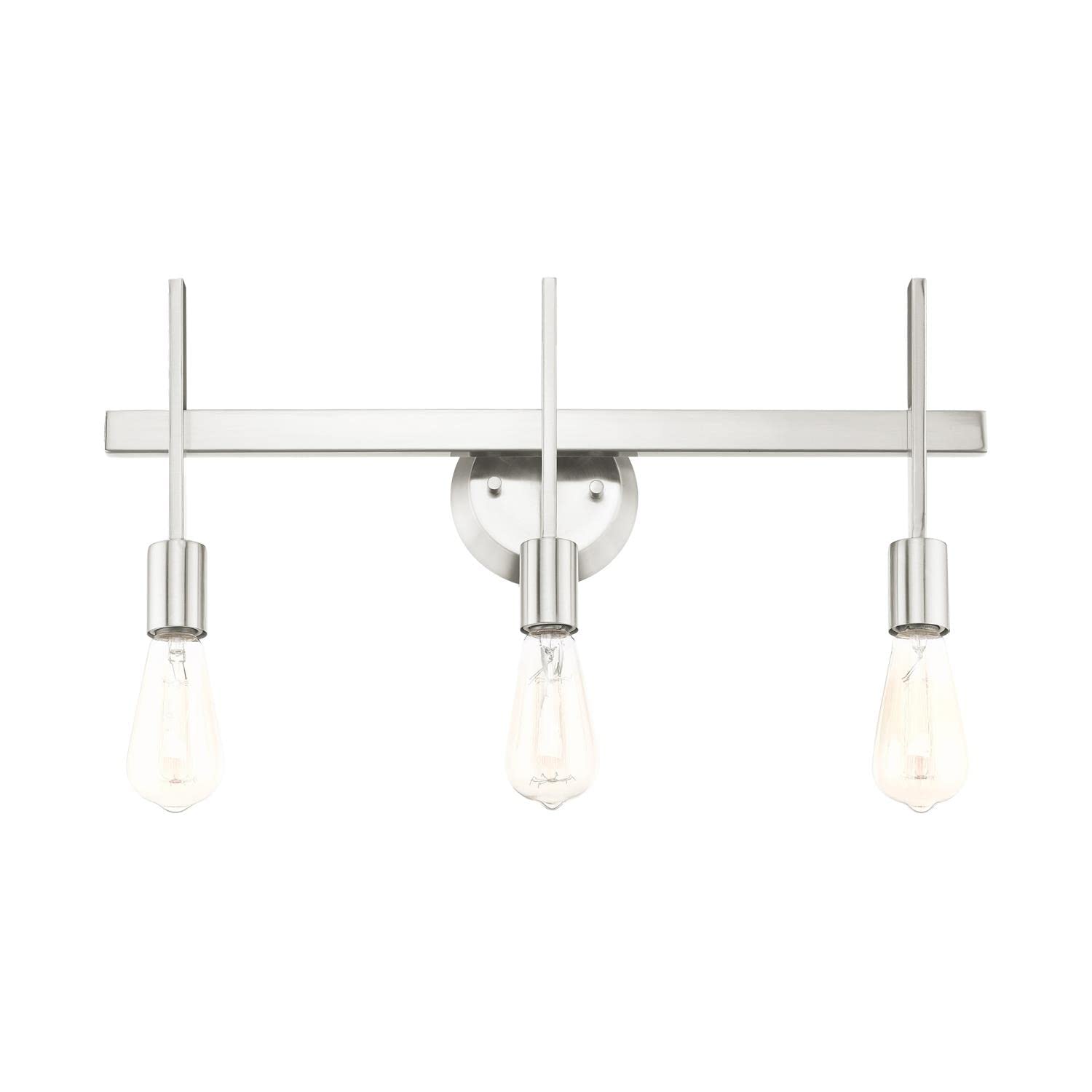 Livex Lighting 13883-91 3-Light Brushed Nickel Bathroom Vanity Light Fixture - Perfect for Modern Bathroom, Powder Room & Dressing Area Makeover