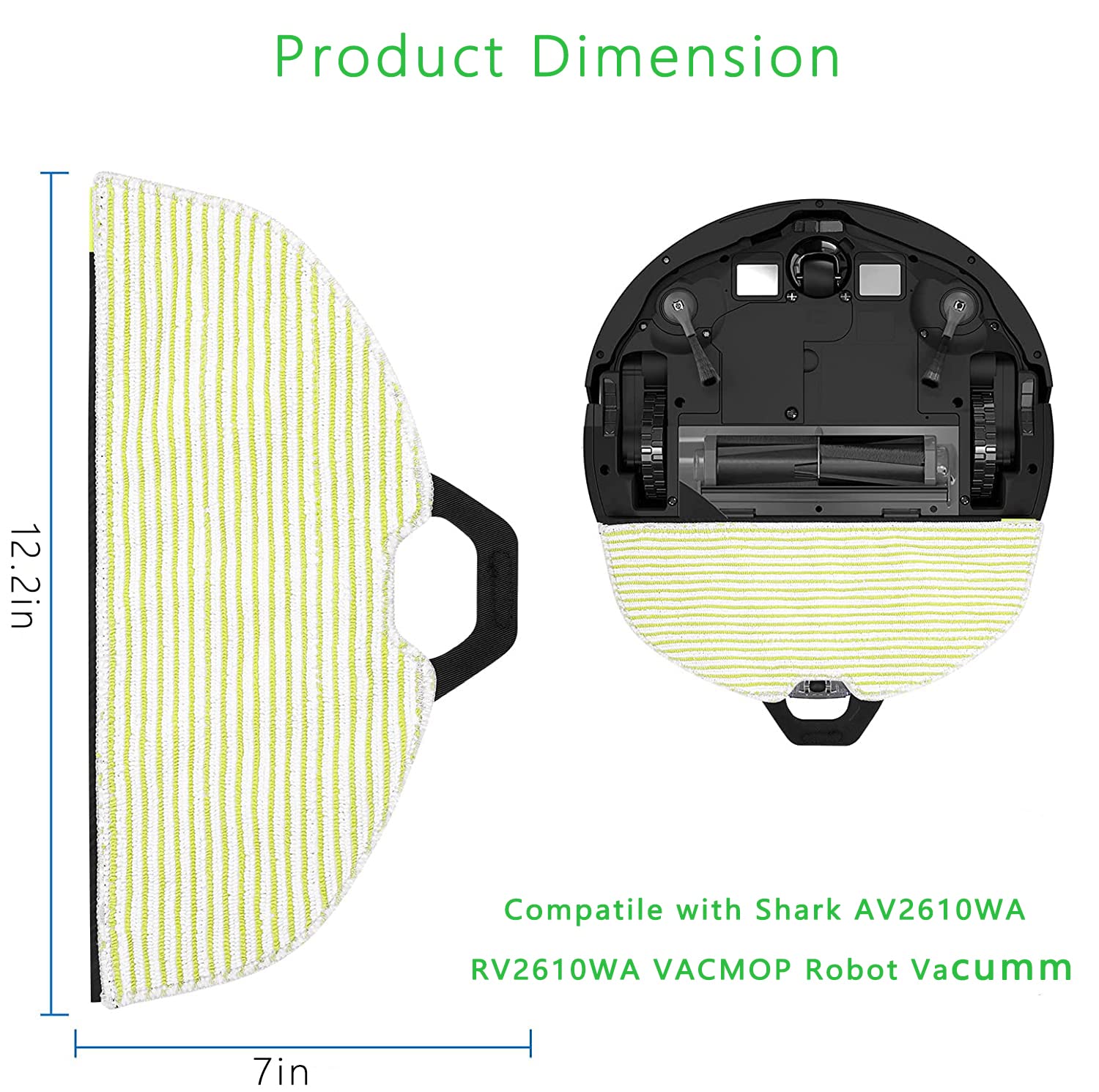 KVLZ Washable Reusable Microfiber Replacement Pads for Shark AV2610WA RV2610WA RV2620WD RV2401WD RV2610WFUS AI Ultra 2-in-1 Robot Vacuum Mop - Soft Cleaning Pads for Hardwood Floors, Tile & Carpets - Perfect for Pet Hair, Dust & Daily Cleaning