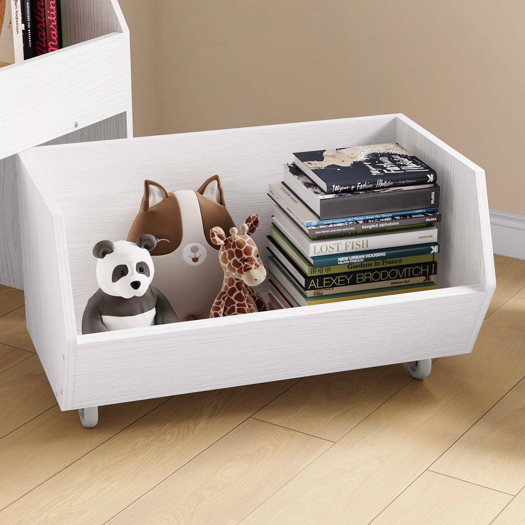 Kids Bookshelf Toy Storage Organizer - Multi-Functional Bookcase with Moveable Drawers for Boys & Girls - Toddler Storage Cabinet in Oak Finish - Perfect for Bedroom, Playroom & Nursery Organization