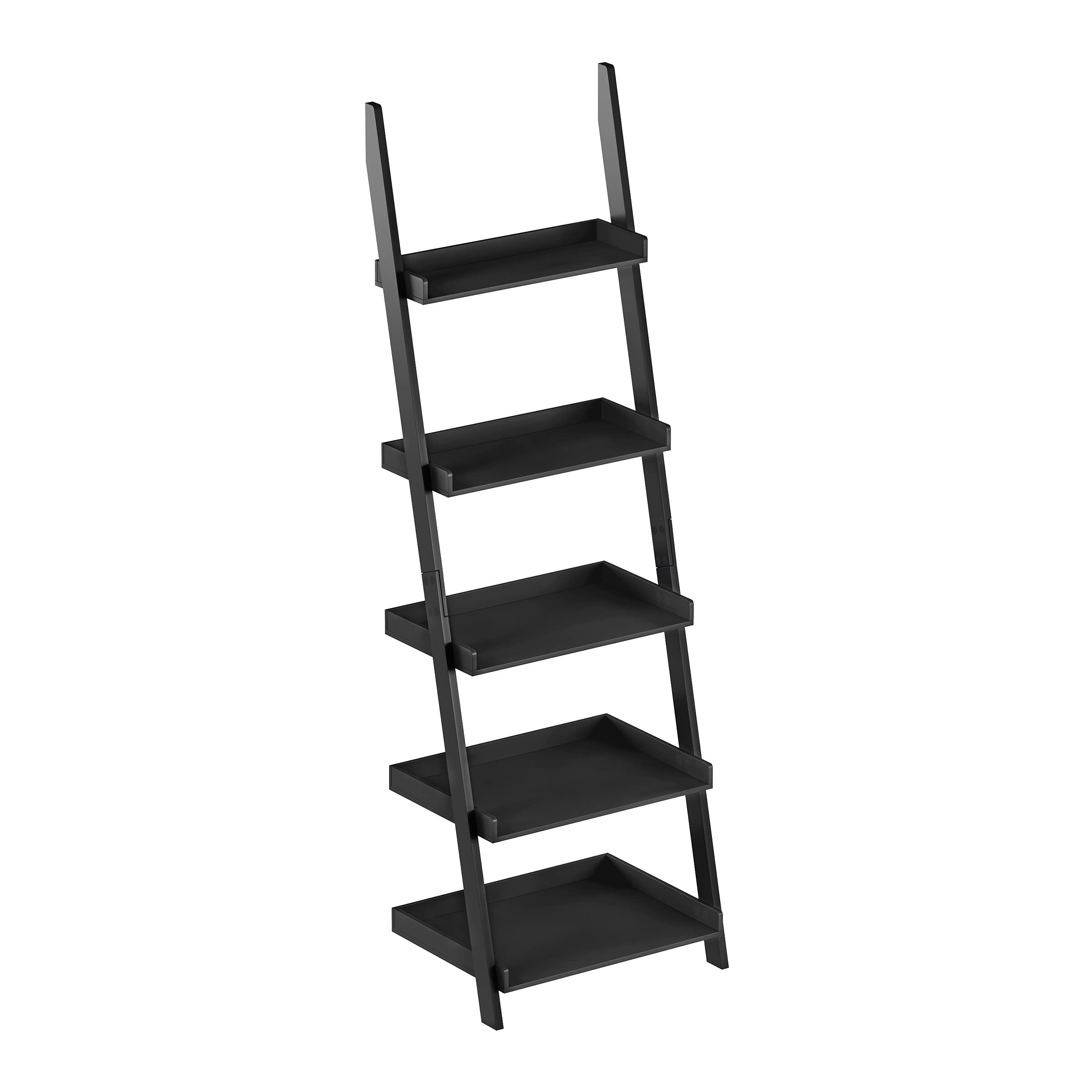 Lavish Home 5-Tier Ladder Bookshelf - Space-Saving Leaning Shelf for Books, Plants & Decor - Perfect for Living Room, Bedroom, Bathroom & Kitchen Organization - Stylish Home Storage Solution for Small Spaces