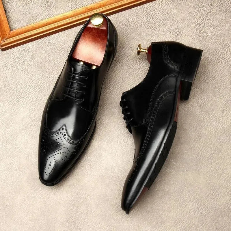 Premium Men's Dress Shoes - Edgardo Genuine Leather Oxford Shoes for Business, Formal Events & Weddings