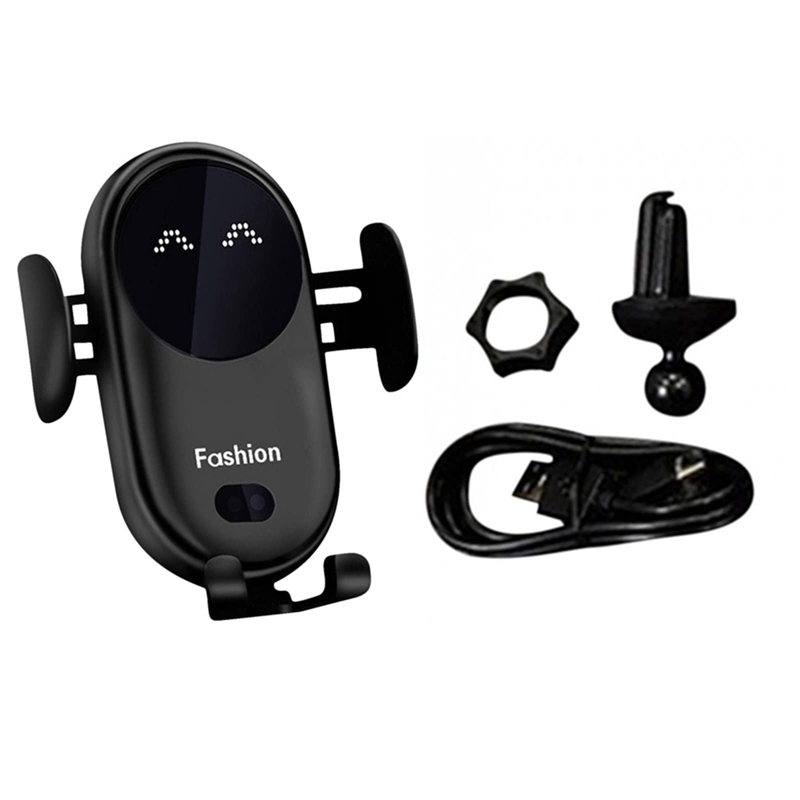 2022 Upgraded Auto-Sensing Wireless Car Phone Charger & Holder - Smart Tension Mount for iPhone, Samsung, Galaxy - Perfect for Hands-Free Driving & GPS Navigation (Improved Black)