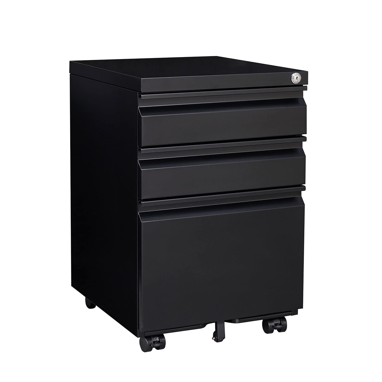 3 Drawer Rolling File Cabinet with Lock - Metal Mobile Vertical Filing Cabinet for Letter/Legal Size Documents - Under Desk Storage Solution for Home Office & Workspace (Black) - Perfect for Organizing Bills, Contracts and Office Supplies