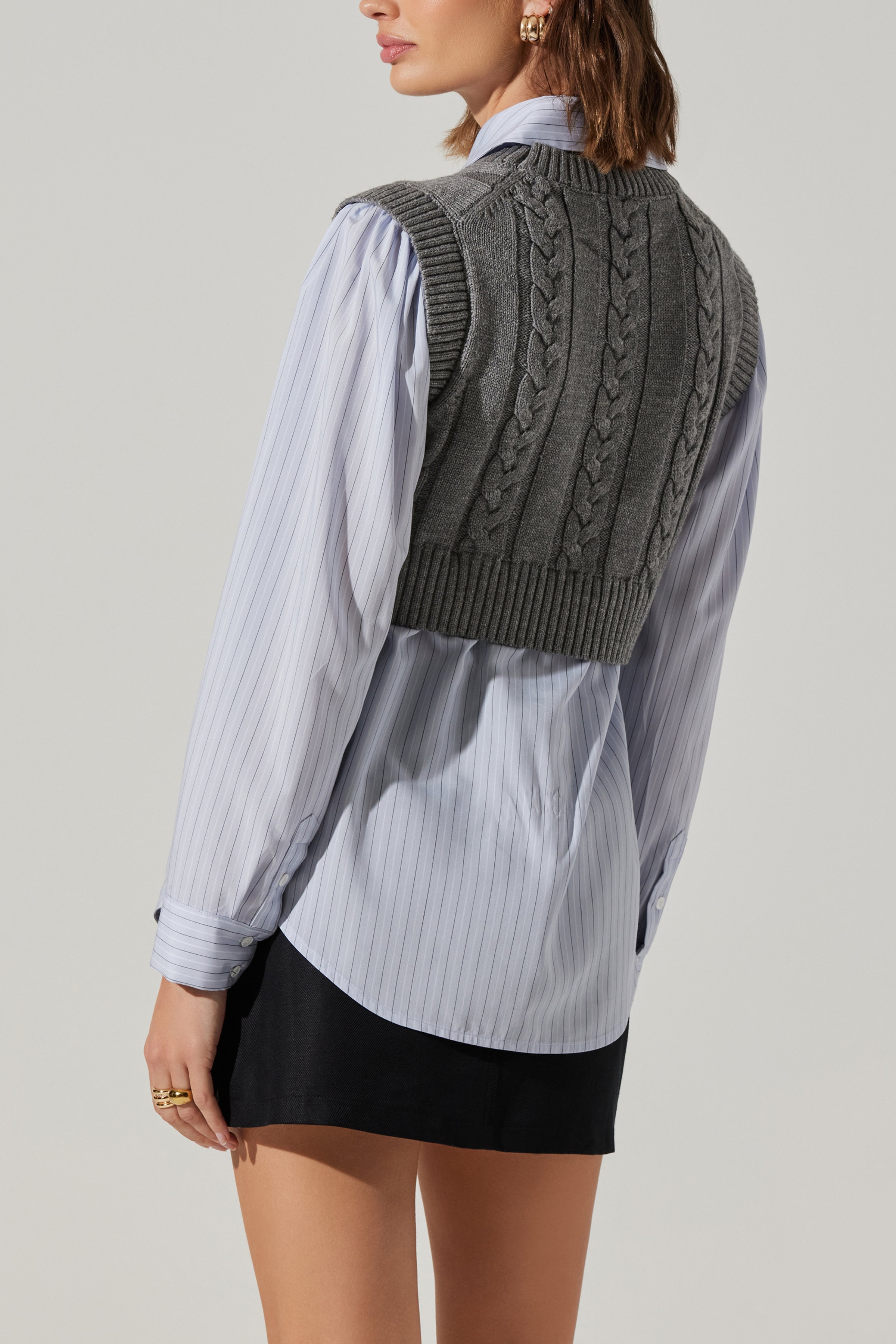 Flannery Layered Cable Knit Combo Shirt for Women - Soft Winter Pullover Sweater with Stylish Layered Design | Perfect for Casual Outfits, Office Wear & Holiday Fashion