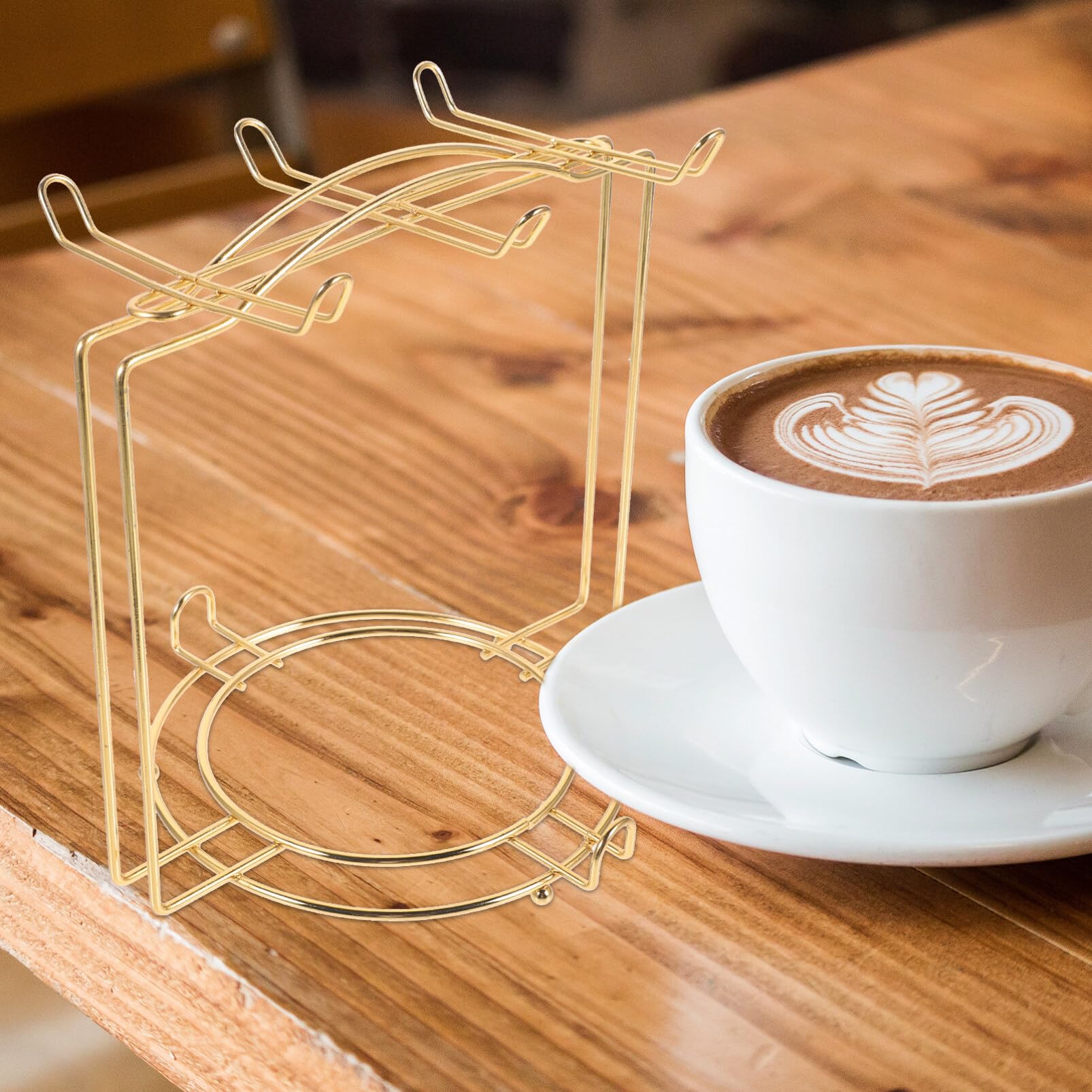 Stainless Steel Coffee Mug Holder with 6 Hooks - Tea Cup Organizer Rack for Countertop Storage & Drying | Perfect for Kitchen, Office, or Cafe Display