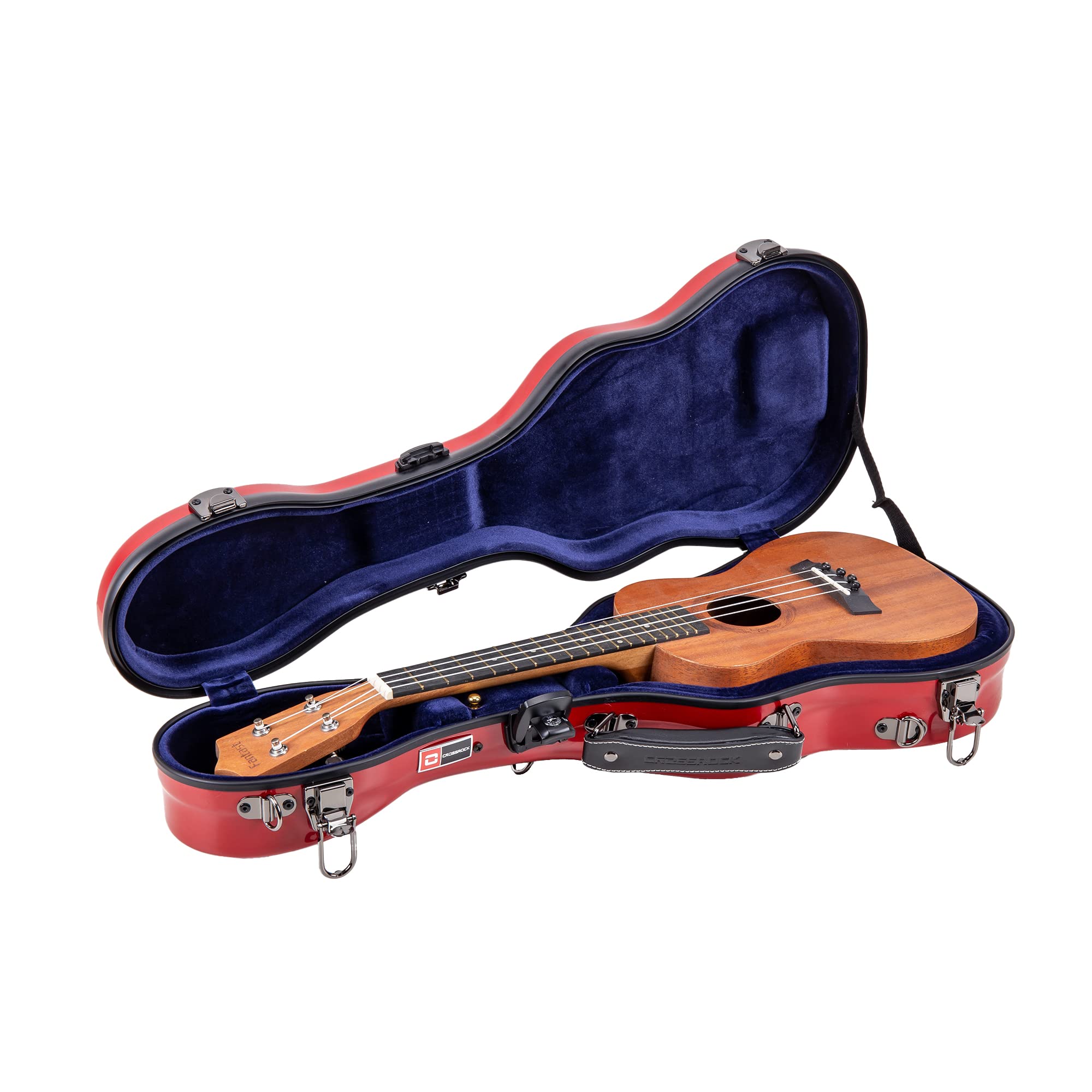 Premium Crossrock Thick Padded Hardshell Fiberglass Concert Ukulele Case - Red | Durable Protection for Travel & Performance | Perfect for Musicians, Beginners & Ukulele Enthusiasts