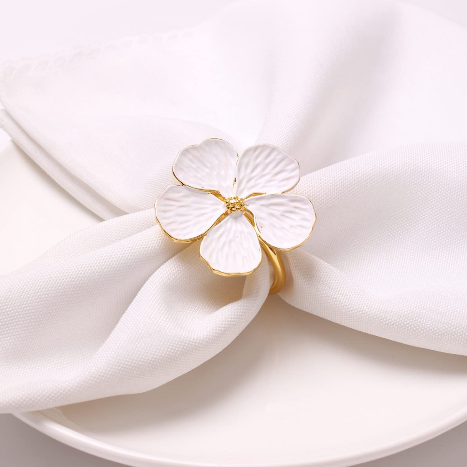8Pcs Floral Napkin Rings - Elegant Table Decor for Thanksgiving, Picnic, Wedding & Party | Napkin Holders for Dining, Restaurant & Home Decorations