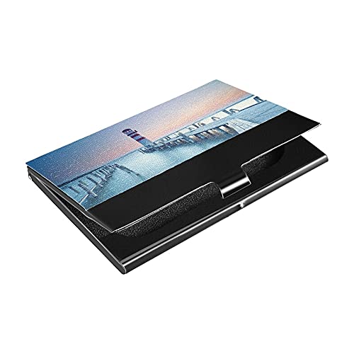 Premium Metal & Leather Business Card Holder - Portable Business Card Case for Men & Women - Ideal for Networking, Meetings & Professional Events
