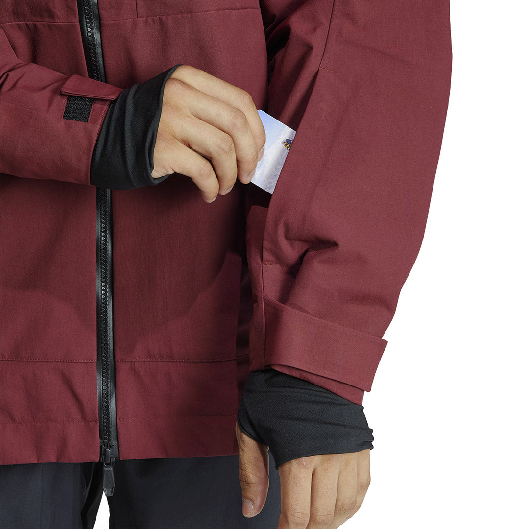 Adidas Men's Terrex Techrock 3 Layer Waterproof Hiking Jacket - Recycled Nylon Rain-Ready Outdoor Shell for Camping & Mountain Climbing (IB4219)