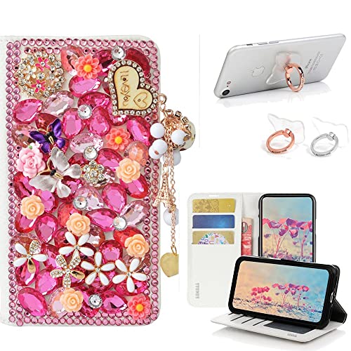 Pink, Heart Pendant Butterfly Flowers Floral
