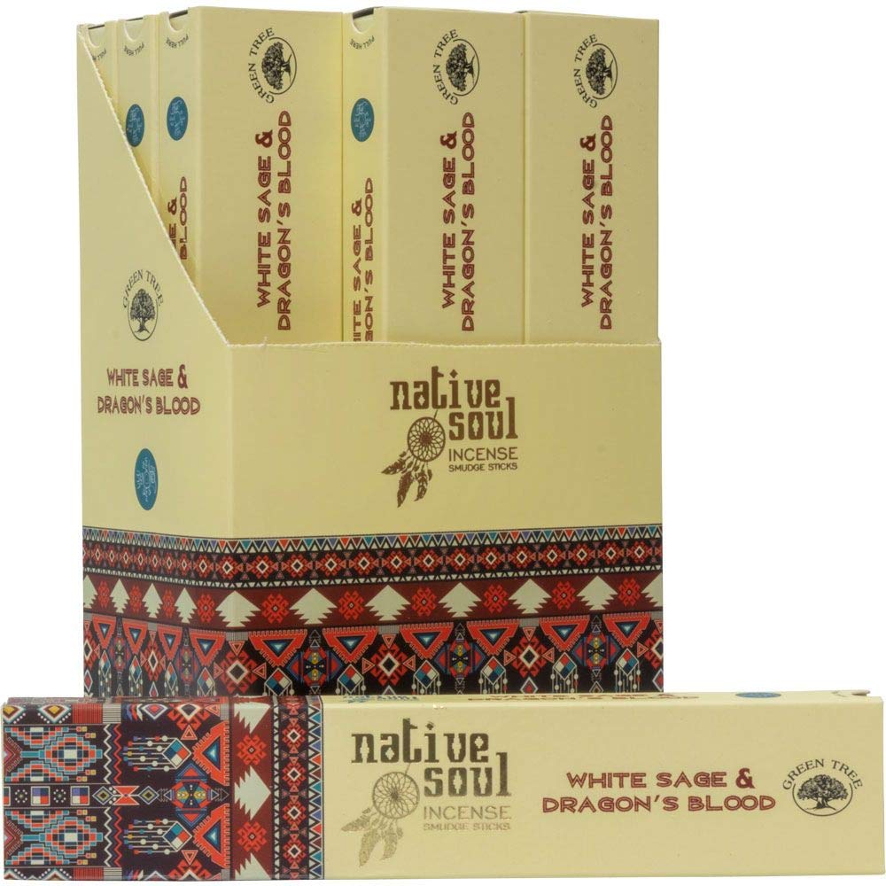 Premium Green Tree Incense Sticks - 15g Pack (White Sage & Dragon's Blood Blend) for Meditation, Yoga, Aromatherapy & Spiritual Cleansing