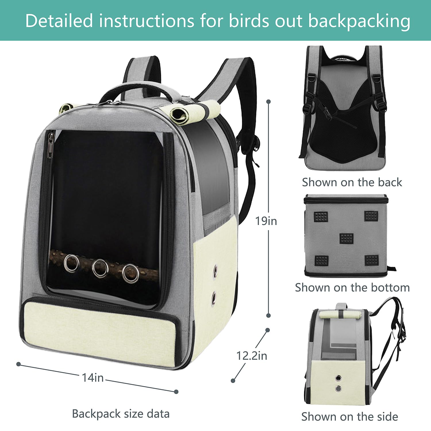 **Bird Travel Backpack Carrier - Portable Cage with Tray, Perch, Feeding Tank & Waterproof Pad for Parakeets, Lovebirds & Small Birds | Perfect for Outdoor Adventures, Vet Visits & Travel**