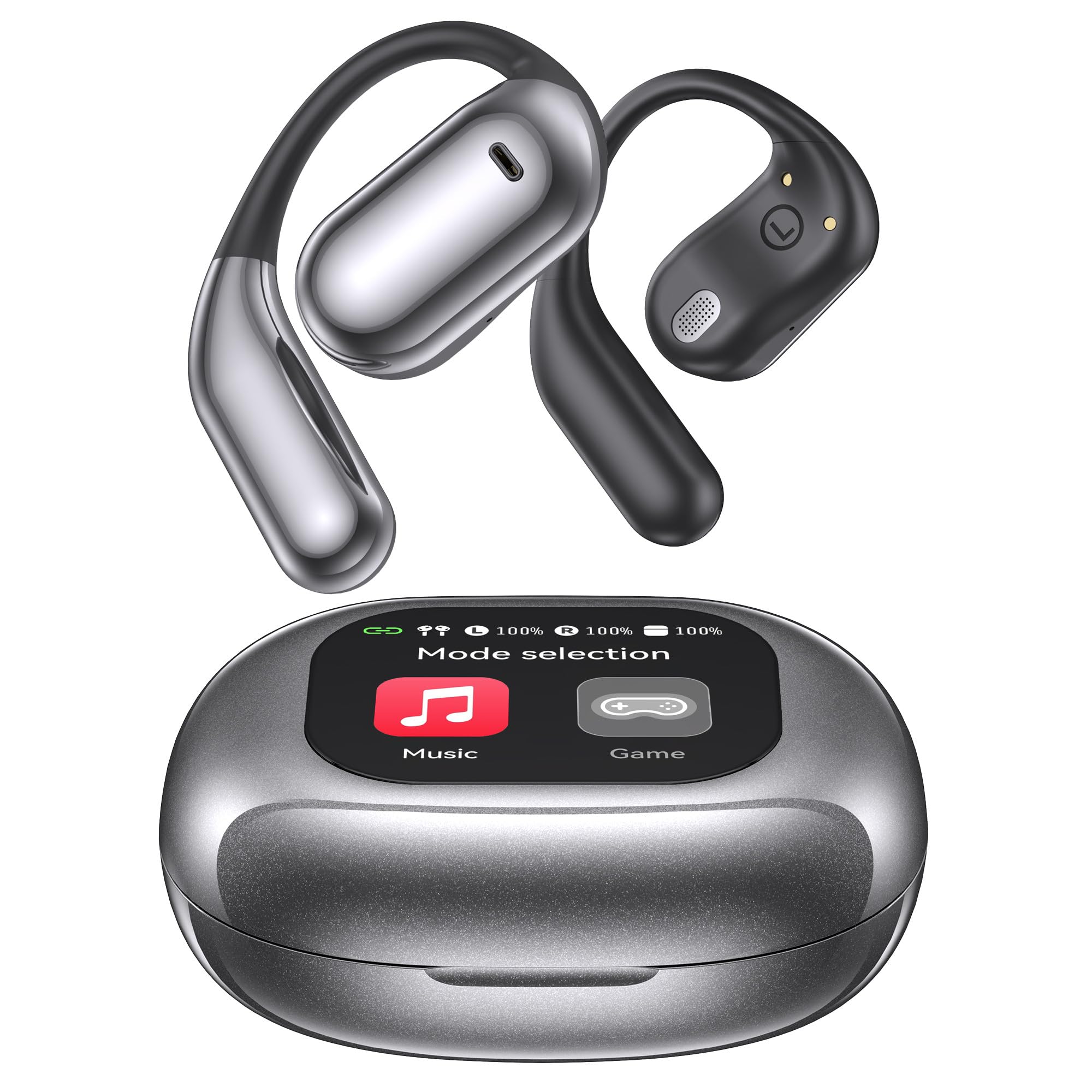 EUQQ Ultra Open-Ear Wireless Bluetooth Headphones - Ergonomic Bone Conduction Earbuds with Soft Silicone Design for Running, Sports, Fitness & Workouts - Lightweight & Comfortable for All-Day Use (Charcoal)