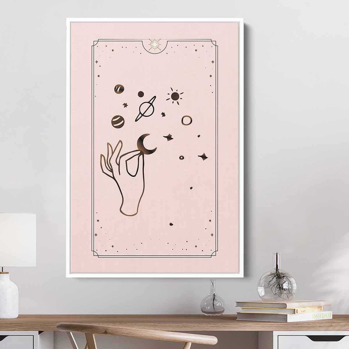 Pink Cosmic Hand Wall Art Canvas - Modern Abstract Painting for Home & Office Decor - Perfect for Living Room, Bedroom, or Gift