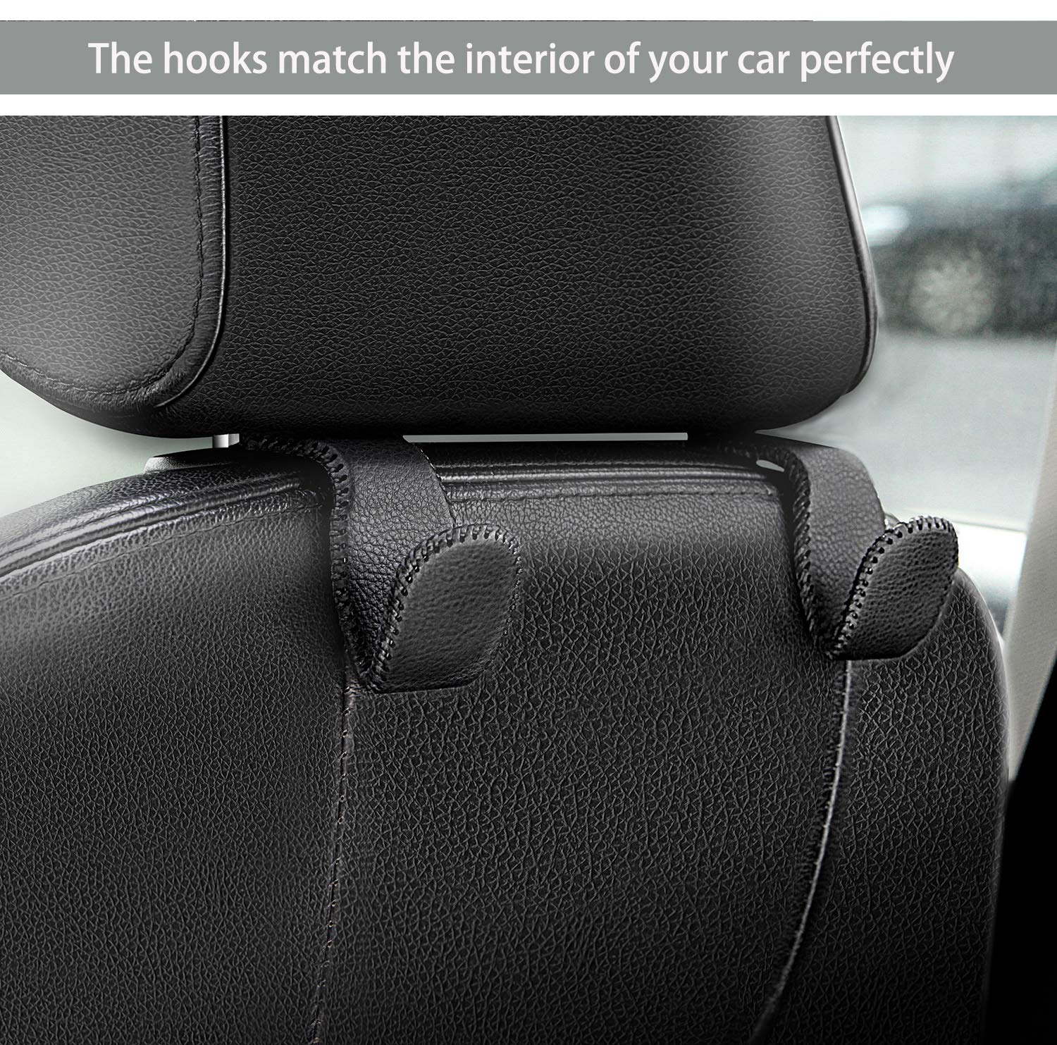 Premium Car Hooks for Purses & Bags - 2 Pack Luxury Red Leather Backseat Headrest Hangers - Vehicle Organizer for Handbags, Groceries & Shopping Bags - Perfect for SUVs, Sedans & Road Trips