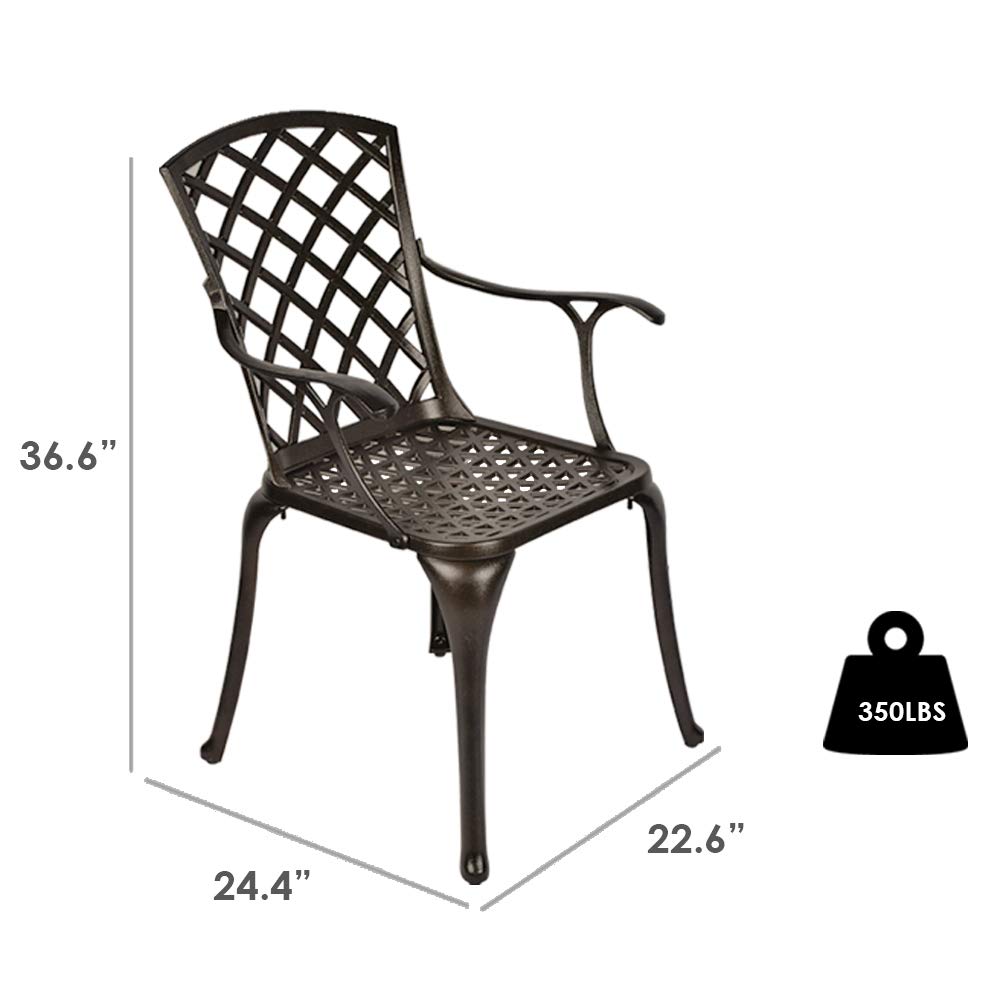 TITIMO 2-Piece Outdoor Dining Chairs Set - Patio Bistro Chairs, Garden Deck Furniture with Lattice High Back Design - Perfect for Backyard, Balcony & Living Room Use