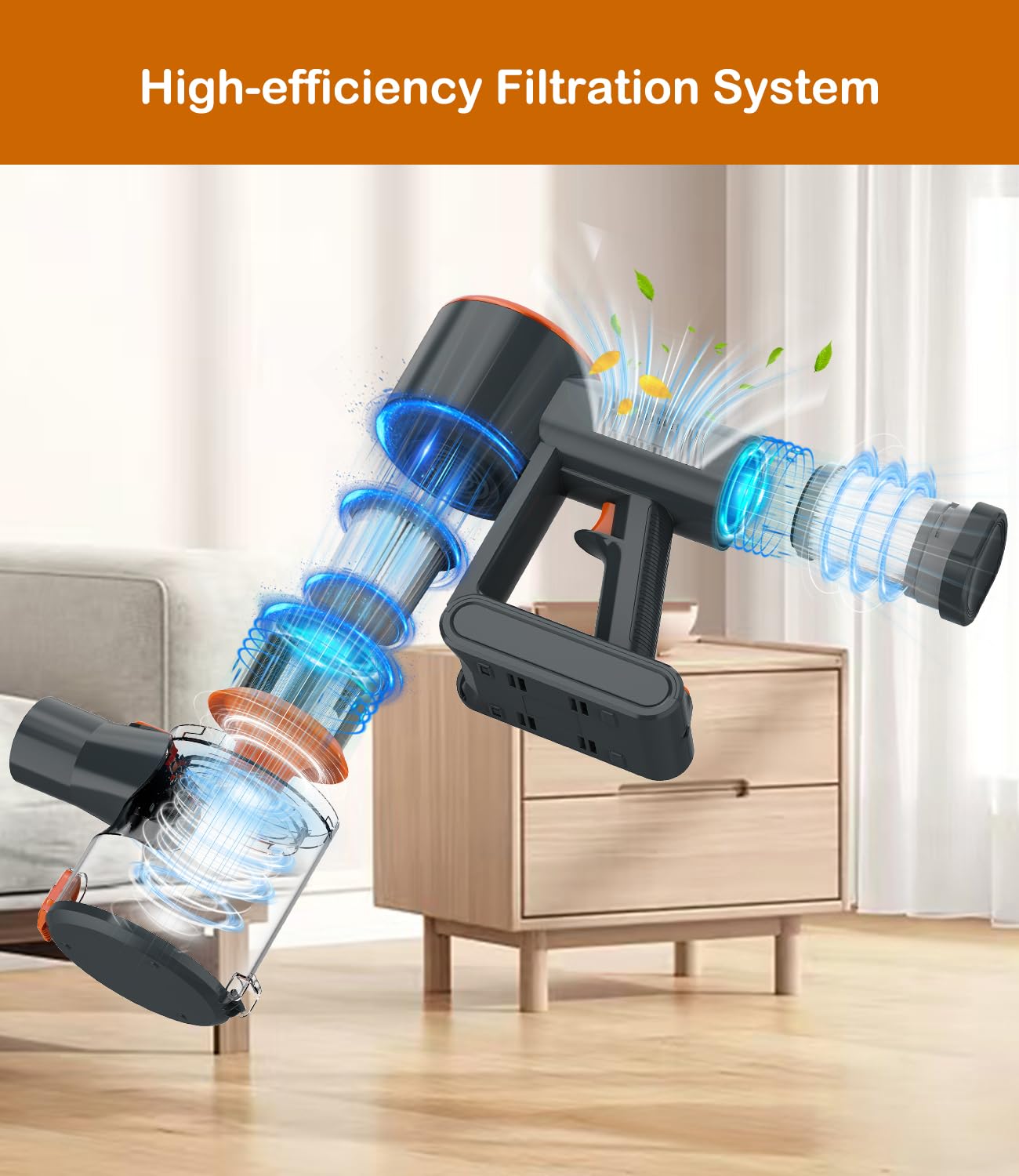 Powerful 30Kpa Cordless Stick Vacuum Cleaner for Home - 6-in-1 Lightweight Design with Removable Battery & 35Min Runtime - Ideal for Hardwood Floors, Carpets & Pet Hair Cleaning - Perfect for Quick Cleanups & Pet Owners