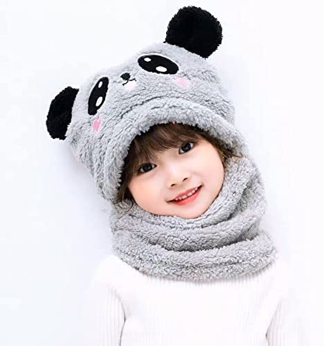 Winter Fleece Kids Hat with Scarf - Cartoon Baby Cap for Girls & Newborns | Warm Thickened Photography Hat for Toddlers & Infants | Perfect for Outdoor Play, Snow Days & Holiday Photos