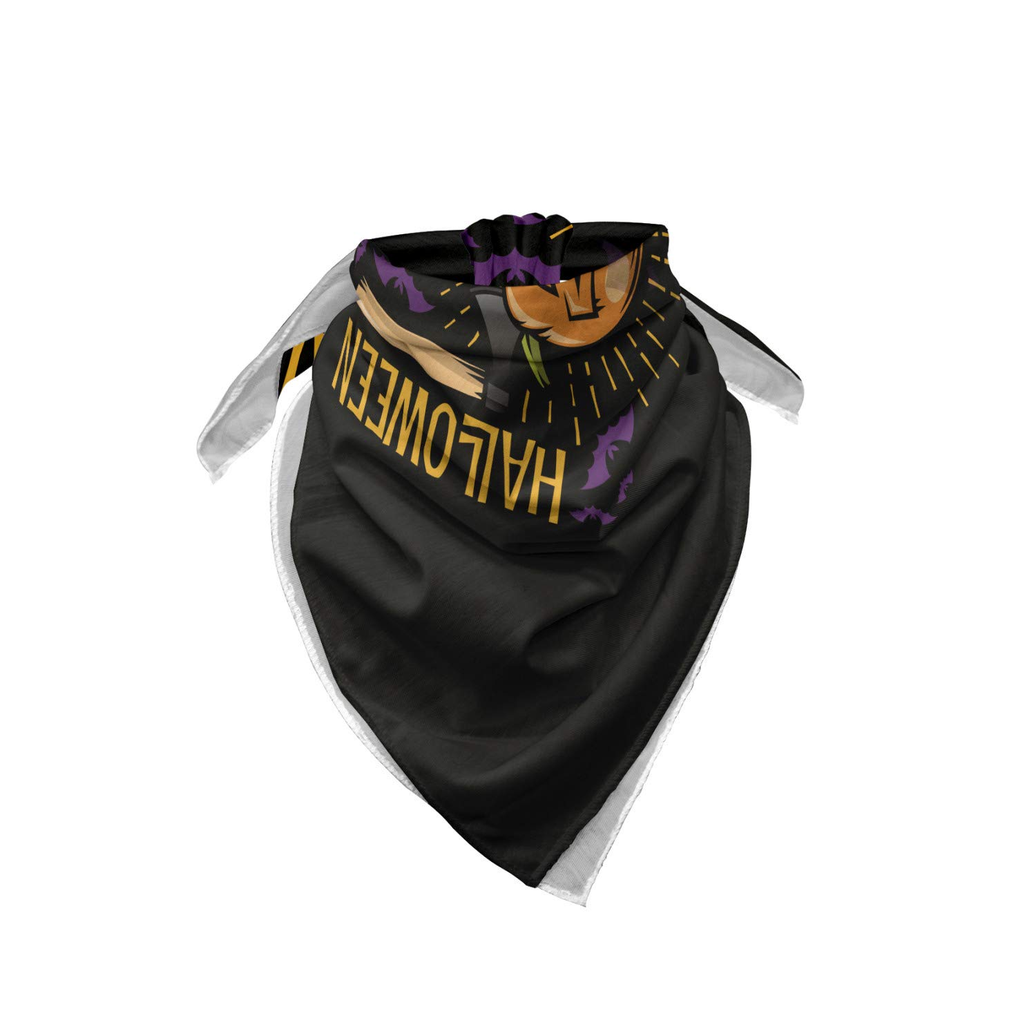 Ambesonne Halloween Bandana - Scary Smiling Pumpkin Art Print, Unisex Head & Neck Scarf for Costume Parties, Trick or Treat, Cosplay & Halloween Festivals