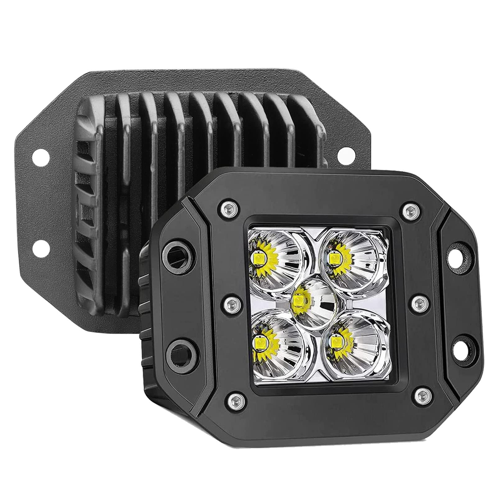Muto-Beam 5-Inch 100W Flush Mount LED Pods - 2PCS Waterproof IP68 Spot Flood Combo Lights for Trucks, UTVs, ATVs, SXS, SUVs & Boats - Perfect for Off-Roading, Work Lighting & Night Driving