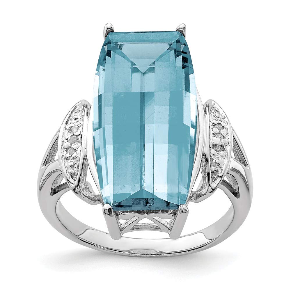 925 Sterling Silver Swiss Blue Topaz & Diamond Ring for Engagement