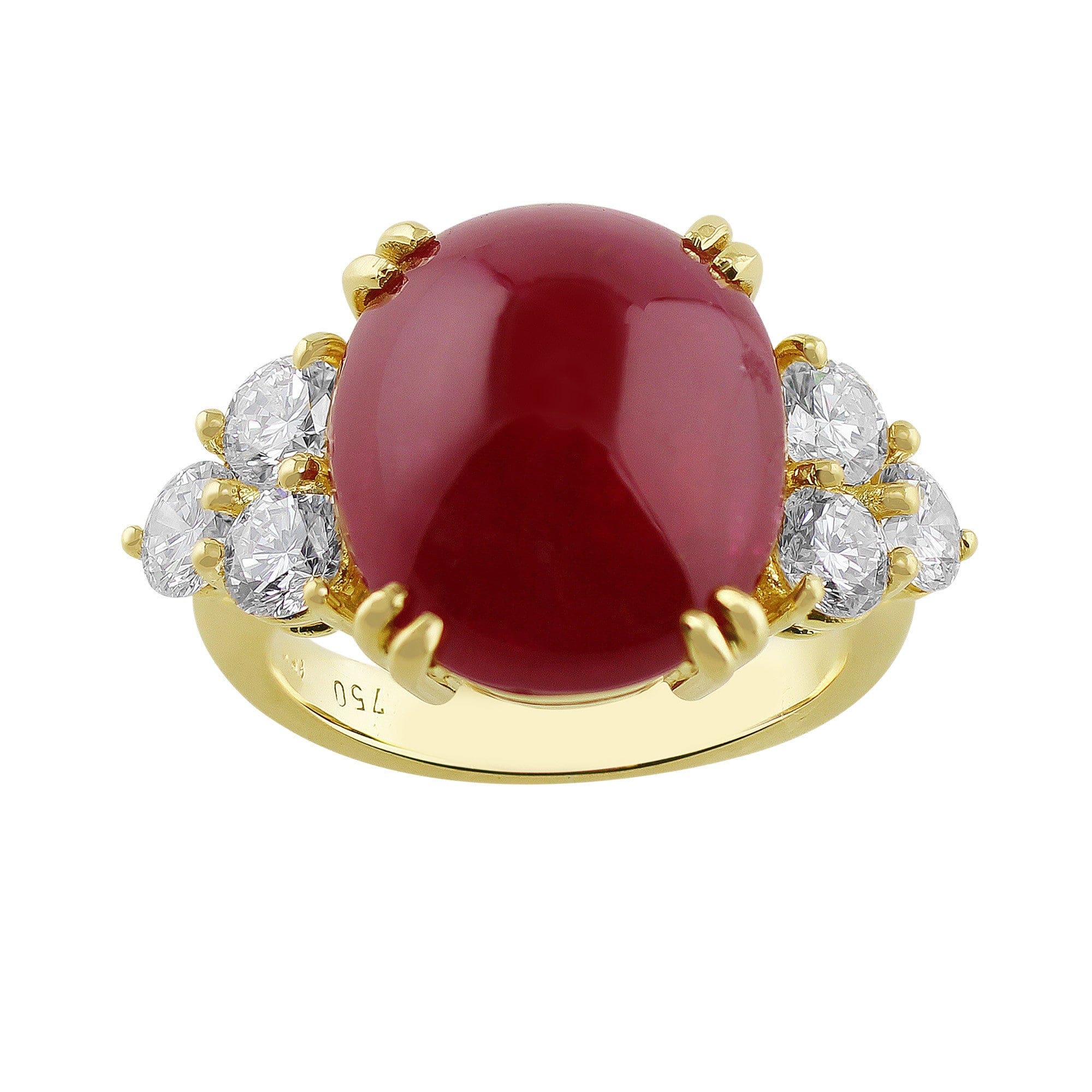 15ct Genuine Cabochon Ruby Ring for Women - Elegant Handmade Jewelry for Weddings, Anniversaries & Special Occasions