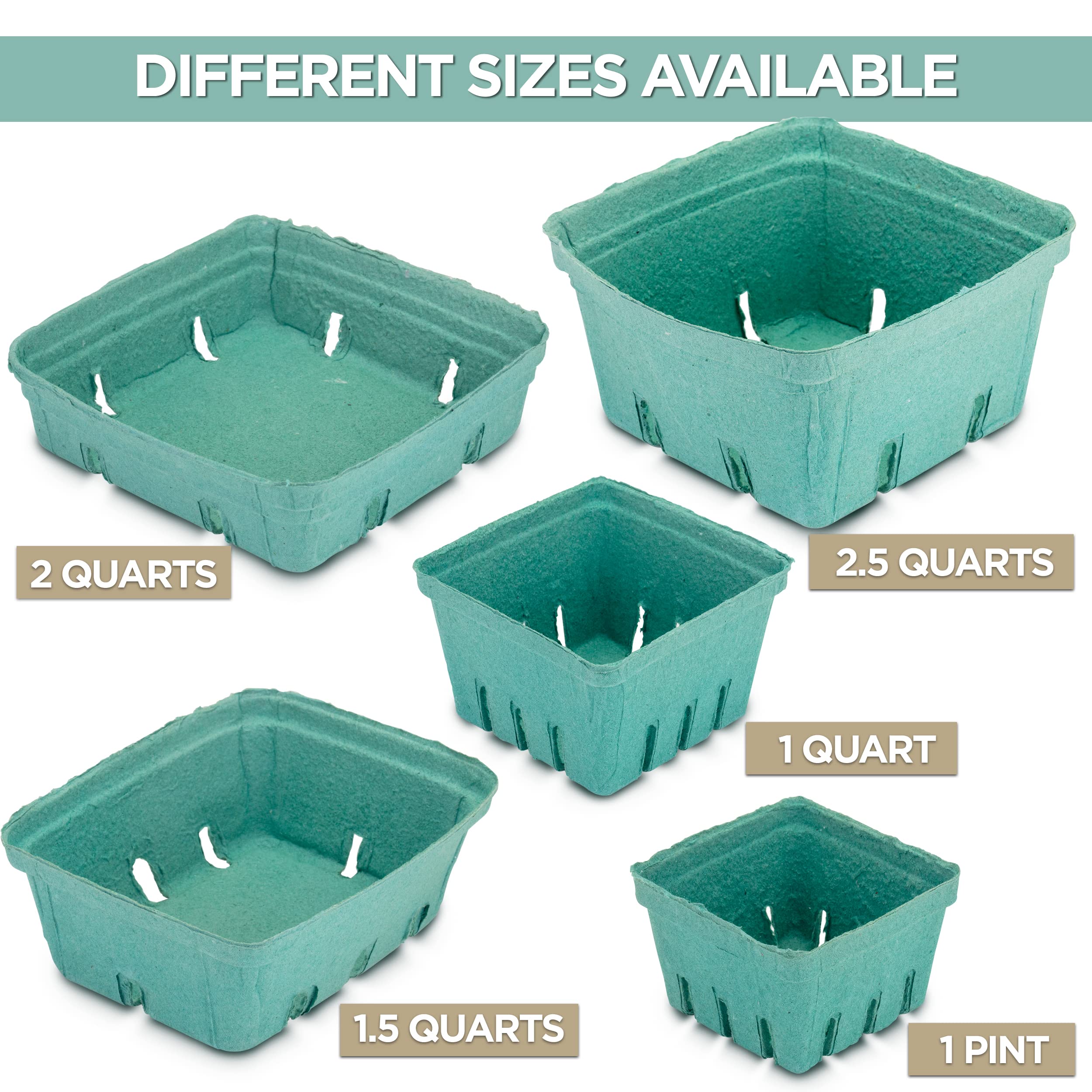 [250 Pack] Eco-Friendly Green Molded Pulp Berry Baskets - Ventilated Produce Containers for Strawberries, Blueberries & Vegetables | Perfect for Farmers Markets, Grocery Stores & Backyard Parties | Sustainable Packaging Solution for Fresh Fruit Display & Picnic Serving