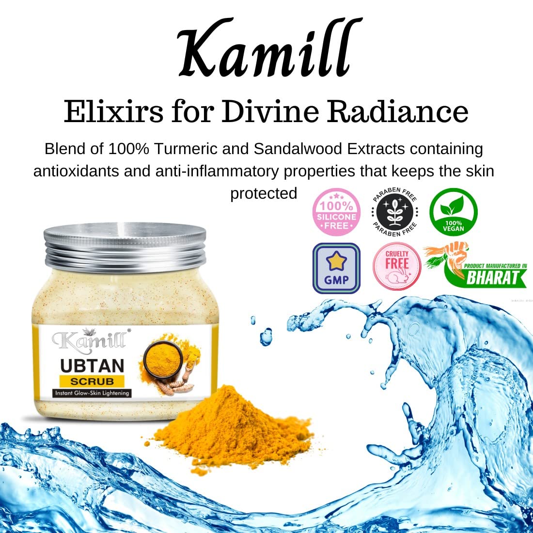 Kamill Ubtan Skin Lightening Scrub for Body & Face - 500g | Natural Brightening Exfoliator for Glowing Skin | Perfect for Daily Skincare Routine & Spa Treatments