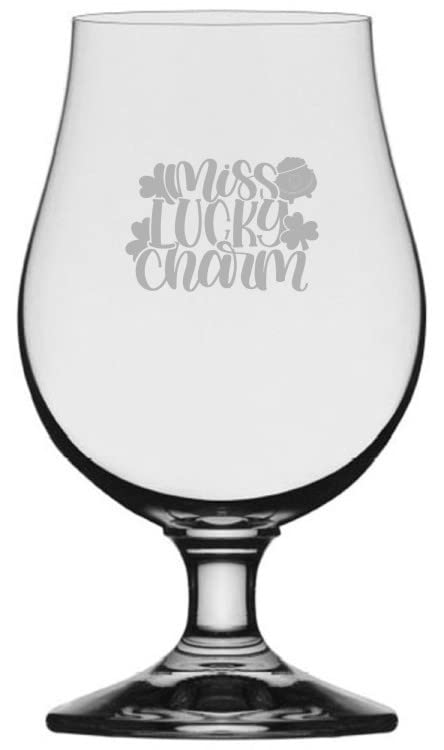 Miss Lucky Charm St Patrick's Day Beer Glass - 13.25oz Iona Pint for Irish Pub & Home Bar