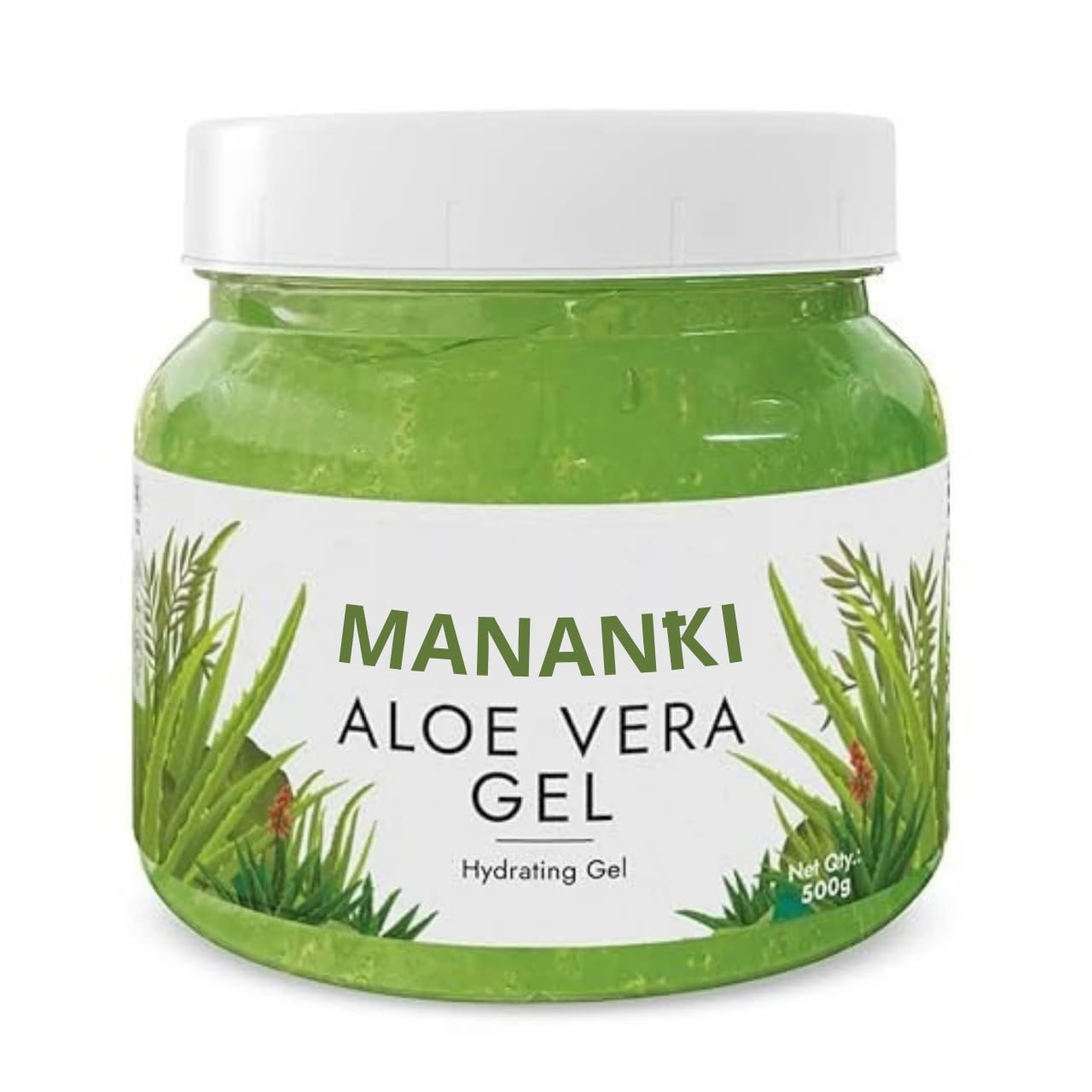 Mananki Aloe Vera Hydrating Gel for Face & Hair - Moisturizing & Soothing Multi-Purpose Skin Care (500g) - Perfect for Sunburn Relief, Hair Conditioning & Daily Hydration