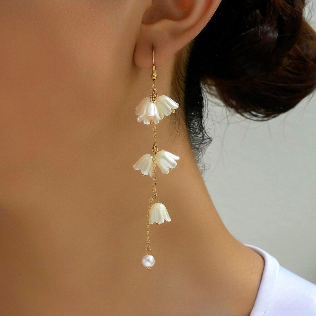 Crystal Tulip Flower Dangle Earrings for Women | Elegant Bohemian Jewelry Gift | HE8620 | Perfect for Weddings, Parties & Everyday Wear