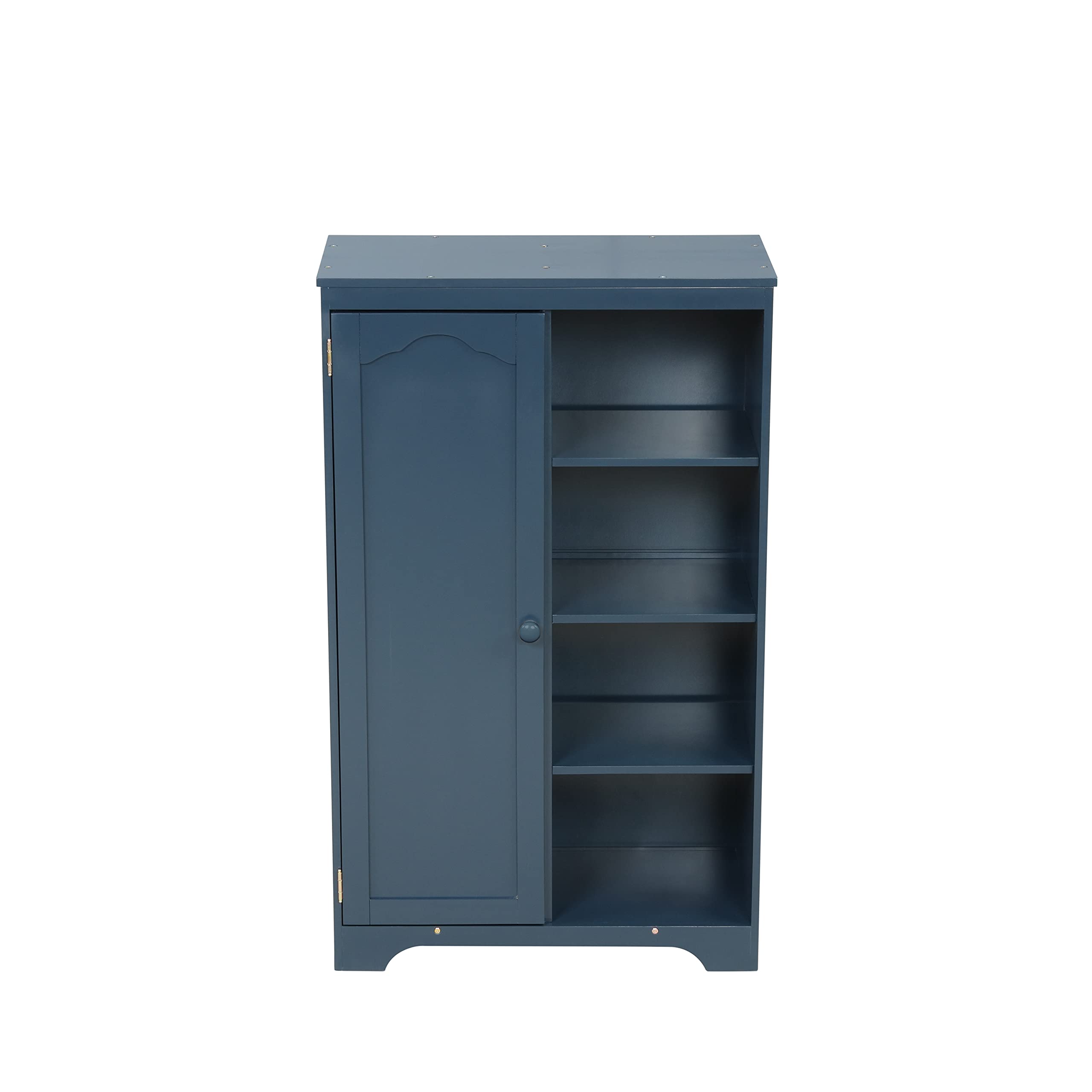 Blue Storage Cabinet - Corner Cabinet with 1 Door & 4 Shelves, Utility Sideboard for Kitchen, Bathroom, or Office Organization | Space-Saving Storage Solution for Home & Office Use